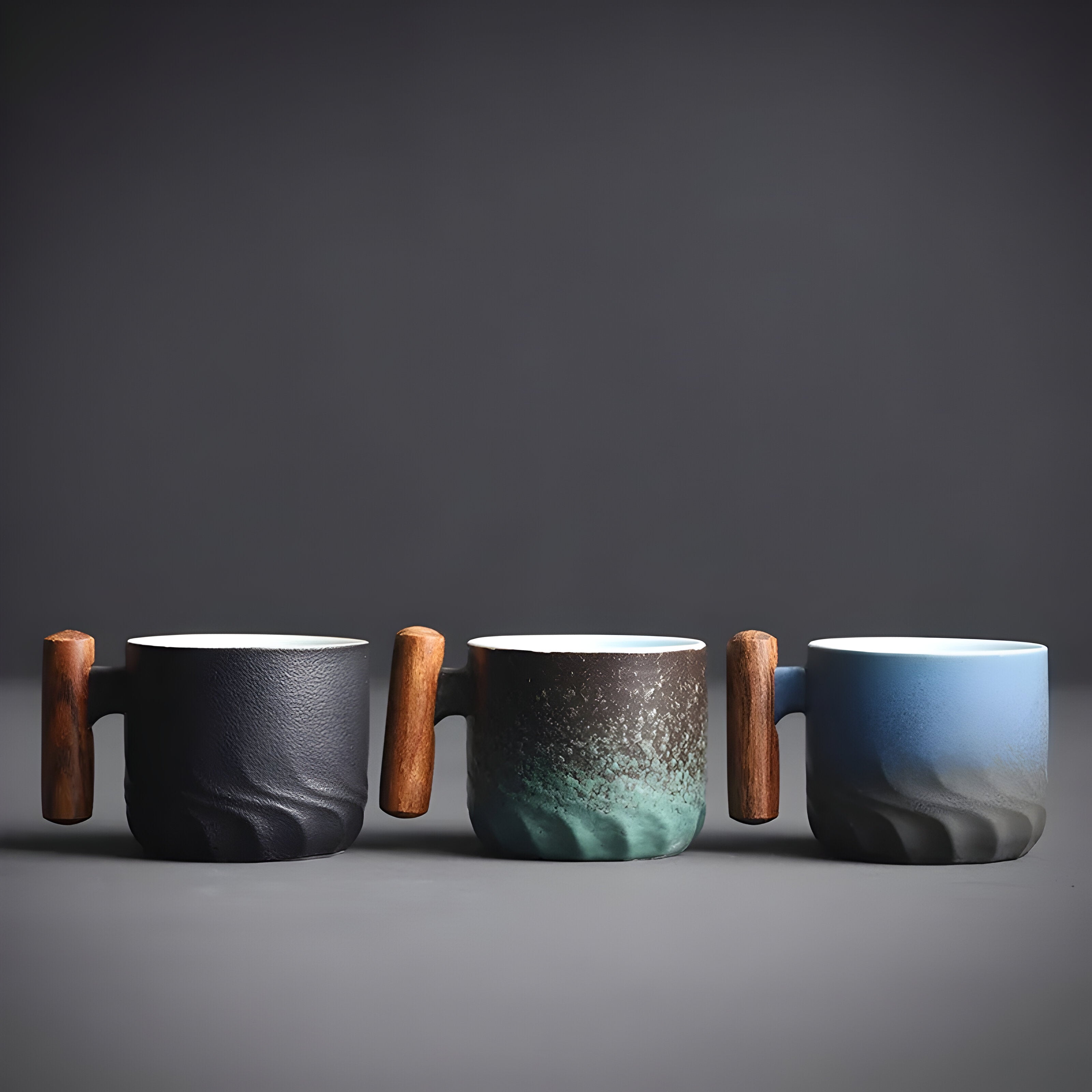 Keramisk Kaffekopp Med Trehåndtak - Minimalistisk Keramisk Kaffekopp
