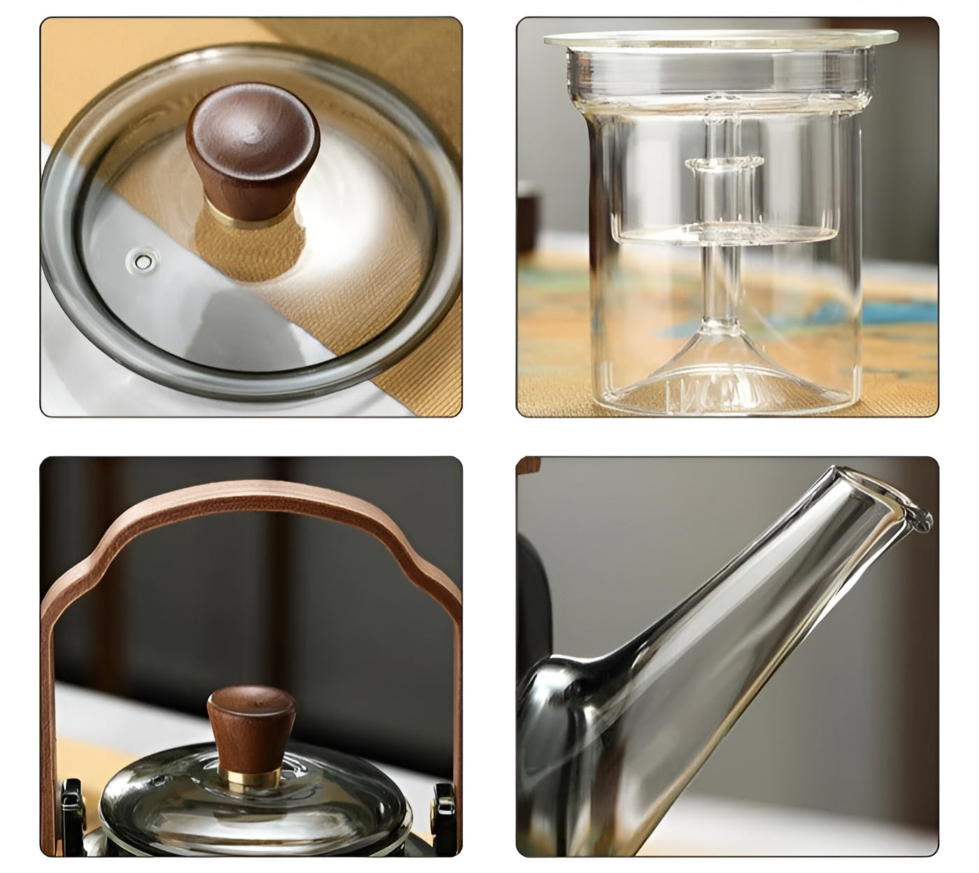 Glasstekanne med Sil og Trelokk – Elegant og Dekorativ | 1,2 L Perfekt for Løs Te