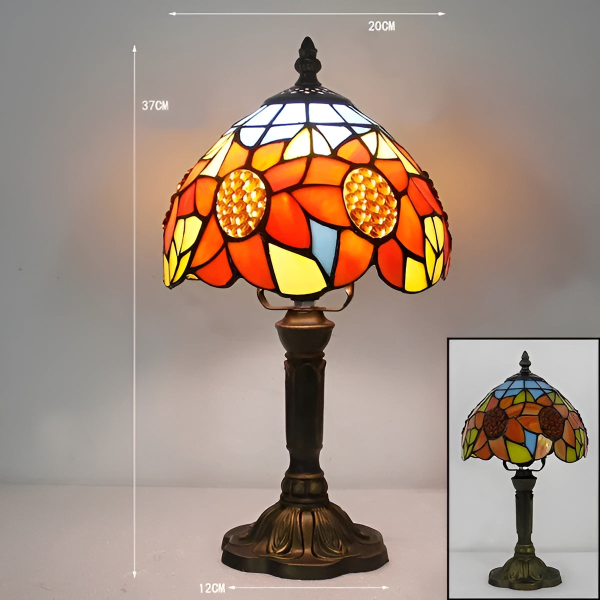 Barocke Tischlampe – Handgefertigt mit Buntglas | Dekorative Beleuchtung für Ihr Zuhause und Ihr Büro