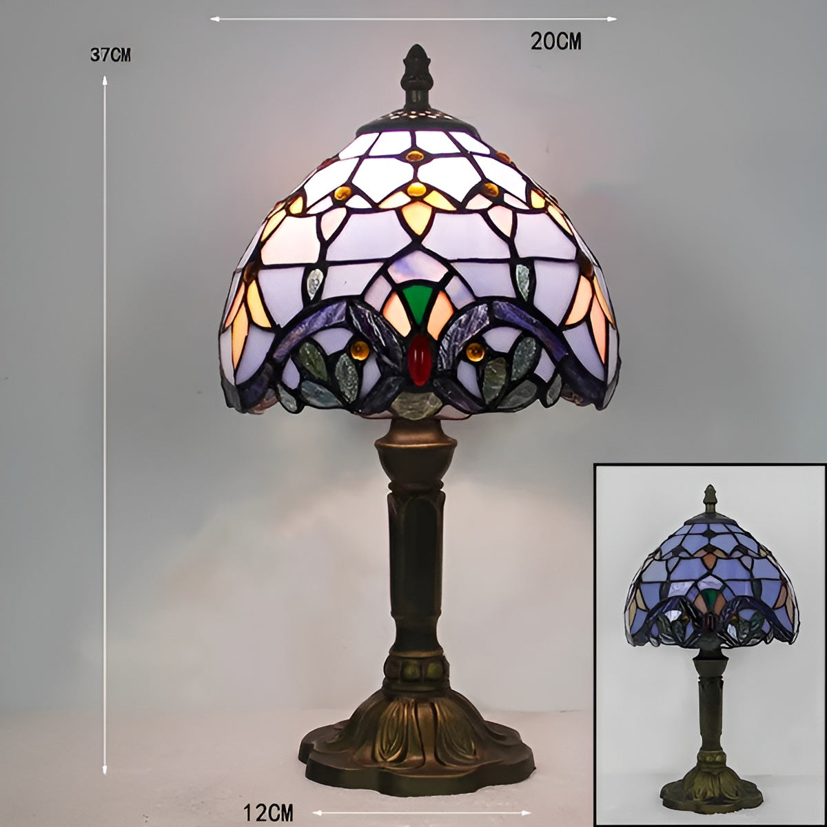 Barocke Tischlampe – Handgefertigt mit Buntglas | Dekorative Beleuchtung für Ihr Zuhause und Ihr Büro