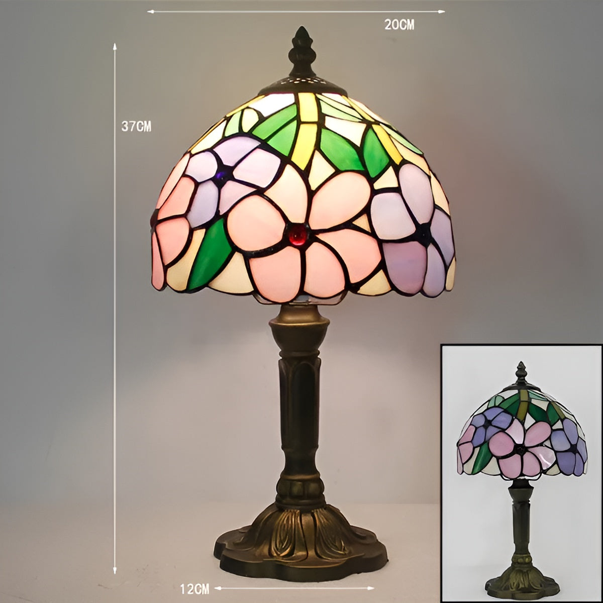 Barocke Tischlampe – Handgefertigt mit Buntglas | Dekorative Beleuchtung für Ihr Zuhause und Ihr Büro