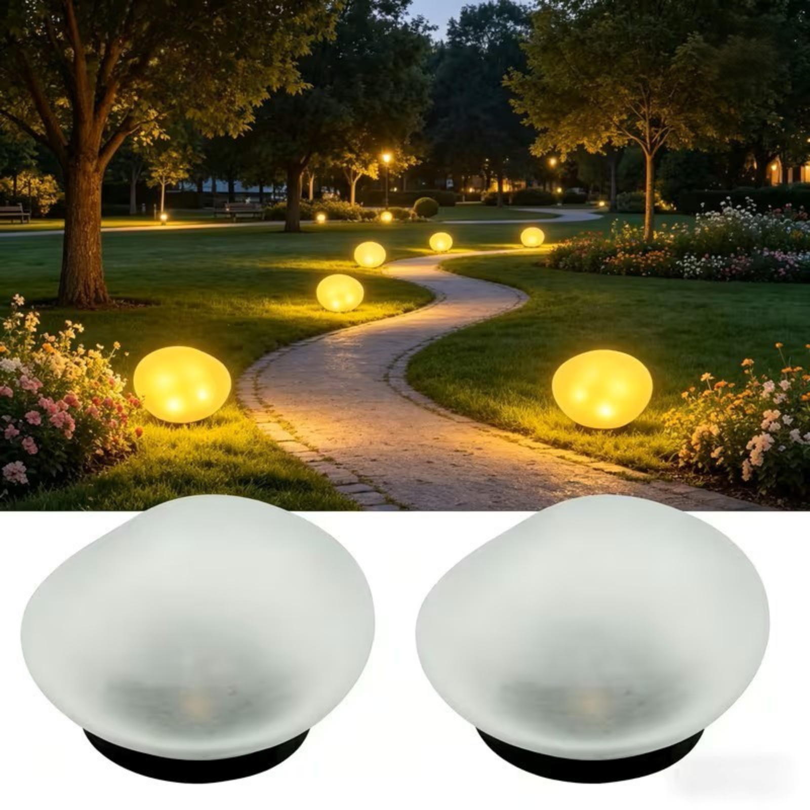 Solcelledrevne Led-hagesteiner – Automatisk Utendørsbelysning Med Naturlig Steinlook