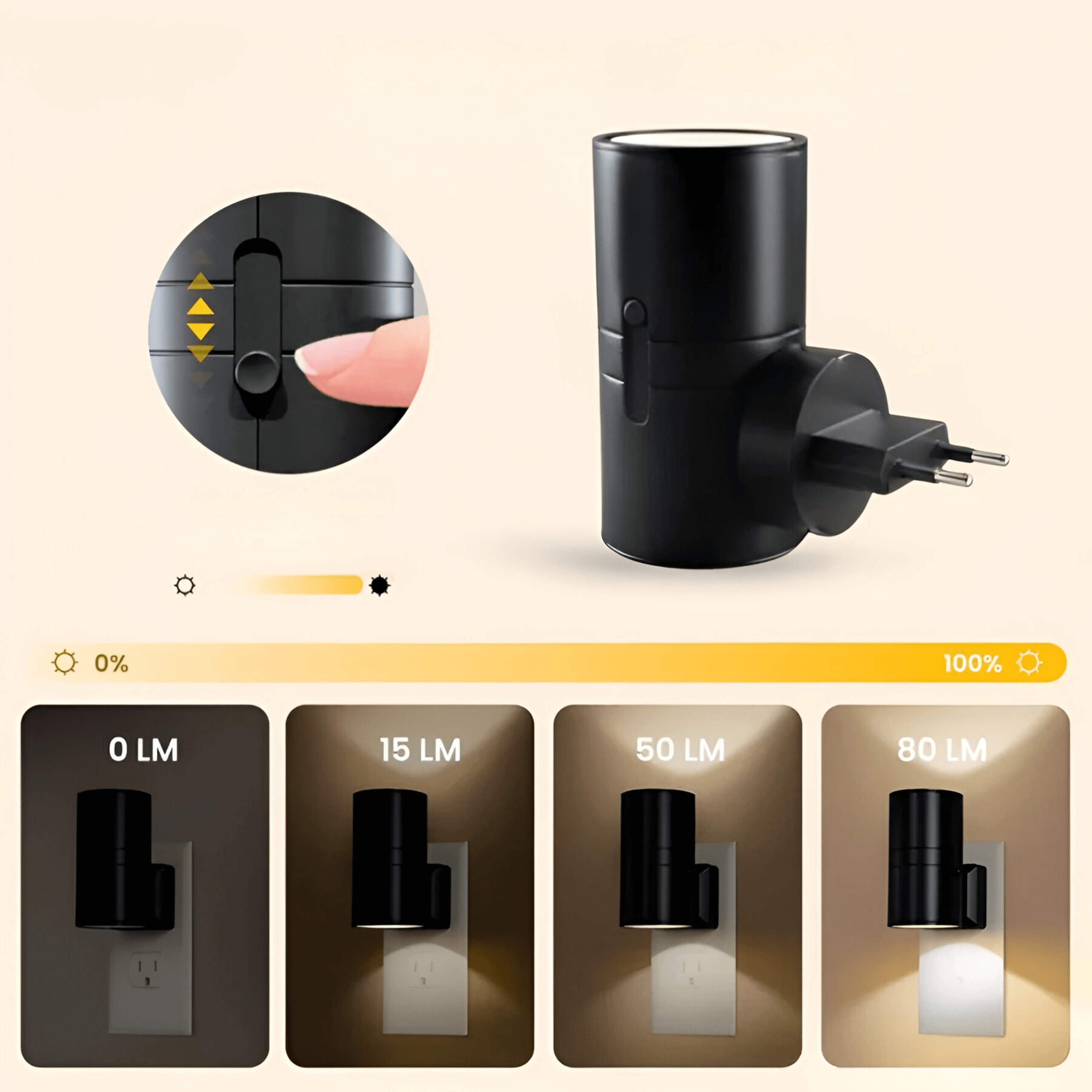 Lunara – LED Nattlampe med Sensor (Justerbar og Plugg-inn)