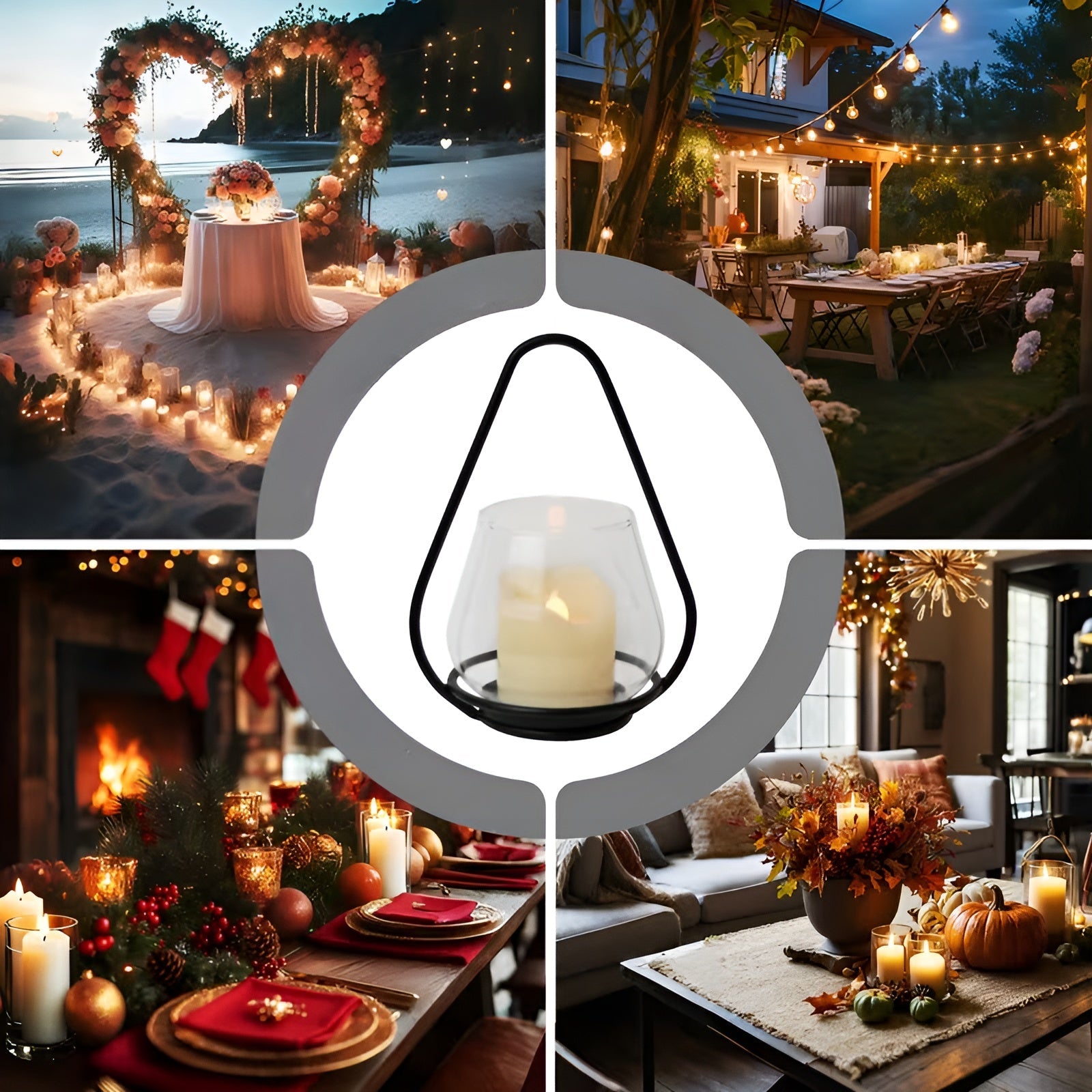 Hengende Svart Lyslykt i Metall – Klassisk Vintage-design | Dekorativ for Hjem og Uteområde