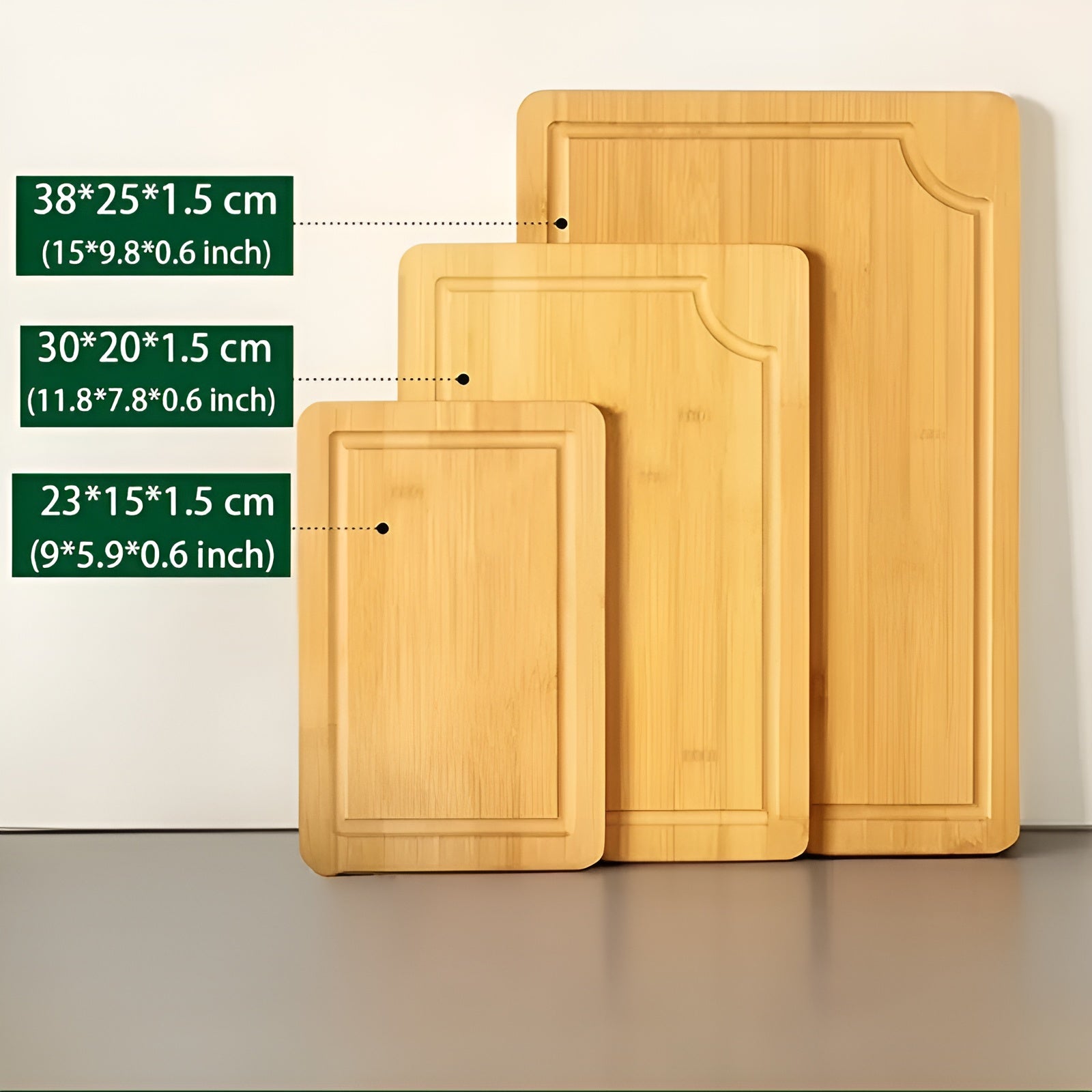 Bambus Schneidebrett-Set (3-teilig) – Robust, Messerschonend & Hygienisch | Ideal für Küche & Alltag