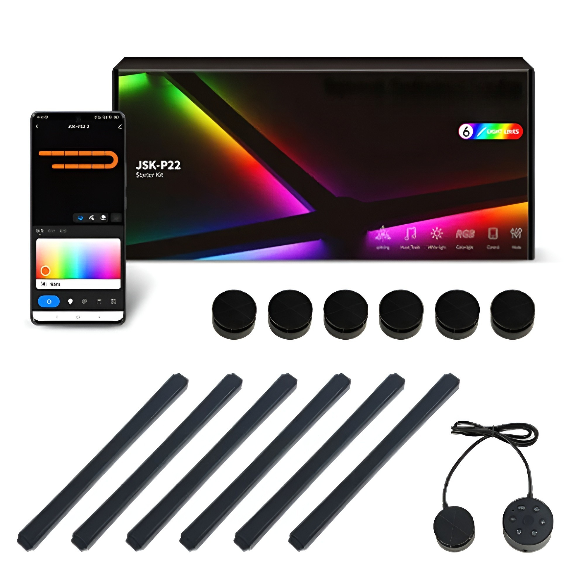 Smart RGB Vegglampe – Fargeskift og Musikkstyring | Perfekt for Koselig Belysning i Stue, Soverom og Gaming