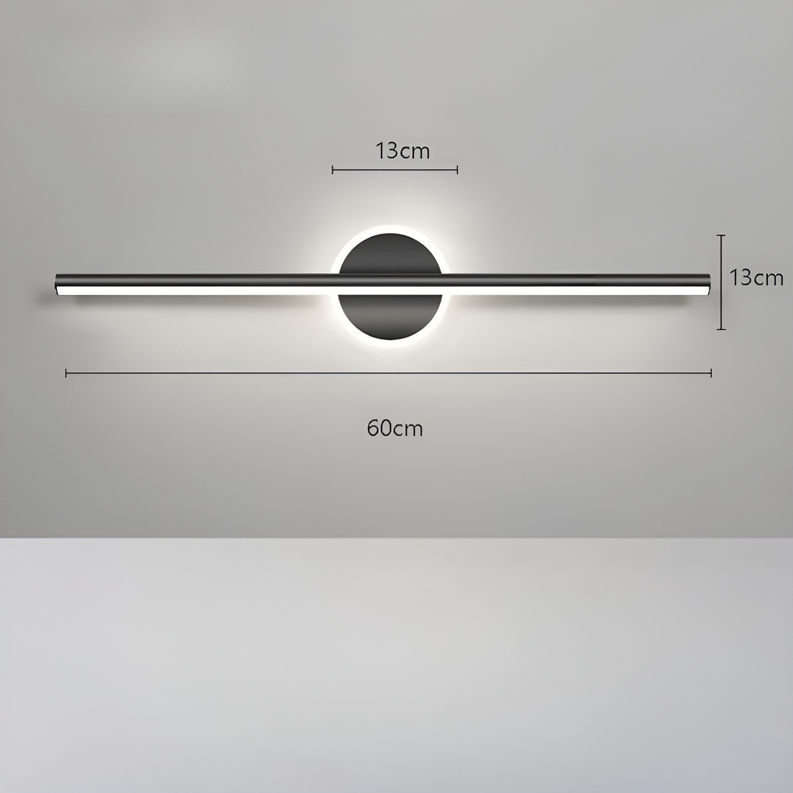 Led Vegglampe Med Speilfront – Minimalistisk Og Dekorativ | Perfekt For Soverom Gang Og Stue - Svartz 60cm / Warmweiß