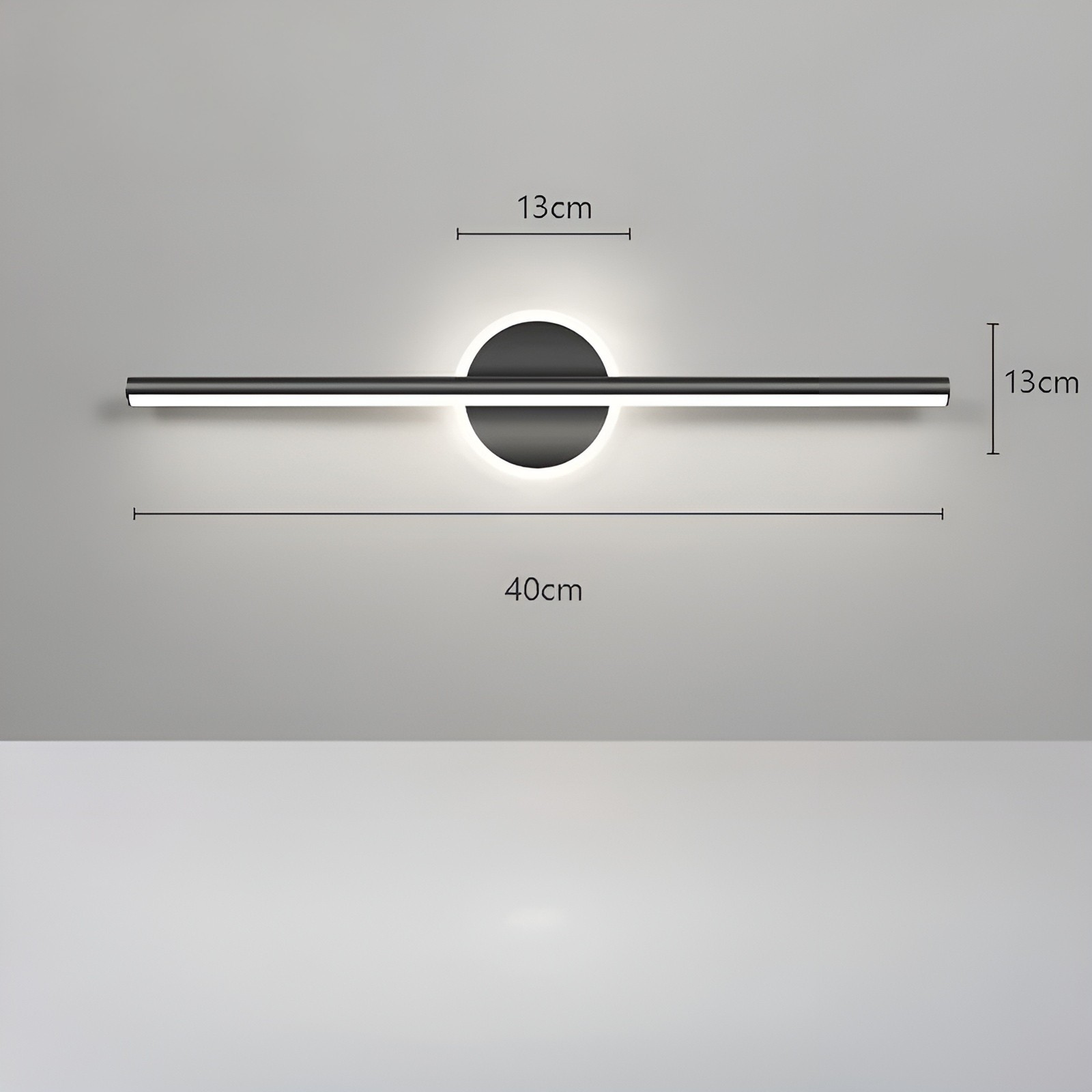 Led Vegglampe Med Speilfront – Minimalistisk Og Dekorativ | Perfekt For Soverom Gang Og Stue - Svart 40cm / Warmweiß