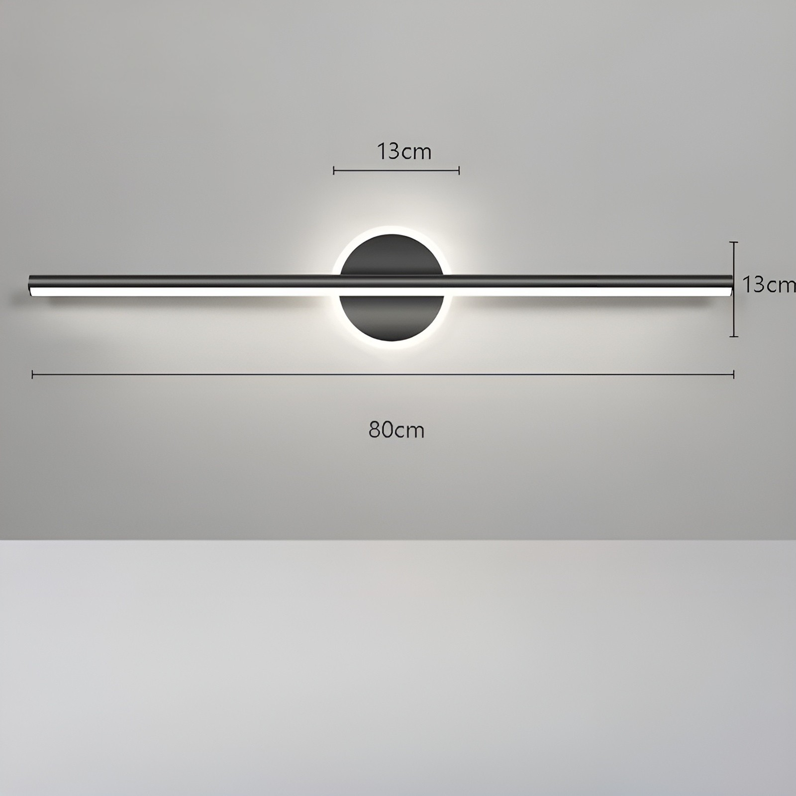 Led Vegglampe Med Speilfront – Minimalistisk Og Dekorativ | Perfekt For Soverom Gang Og Stue - Svart 80cm / Warmweiß