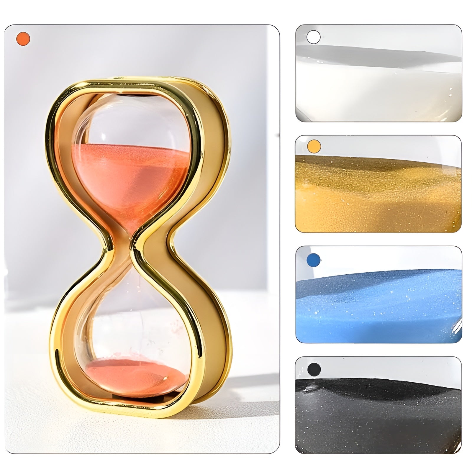 Sandglass med farget sand – Dekorativ og avslappende | Elegant metallramme ca. 30 min - Timeglass