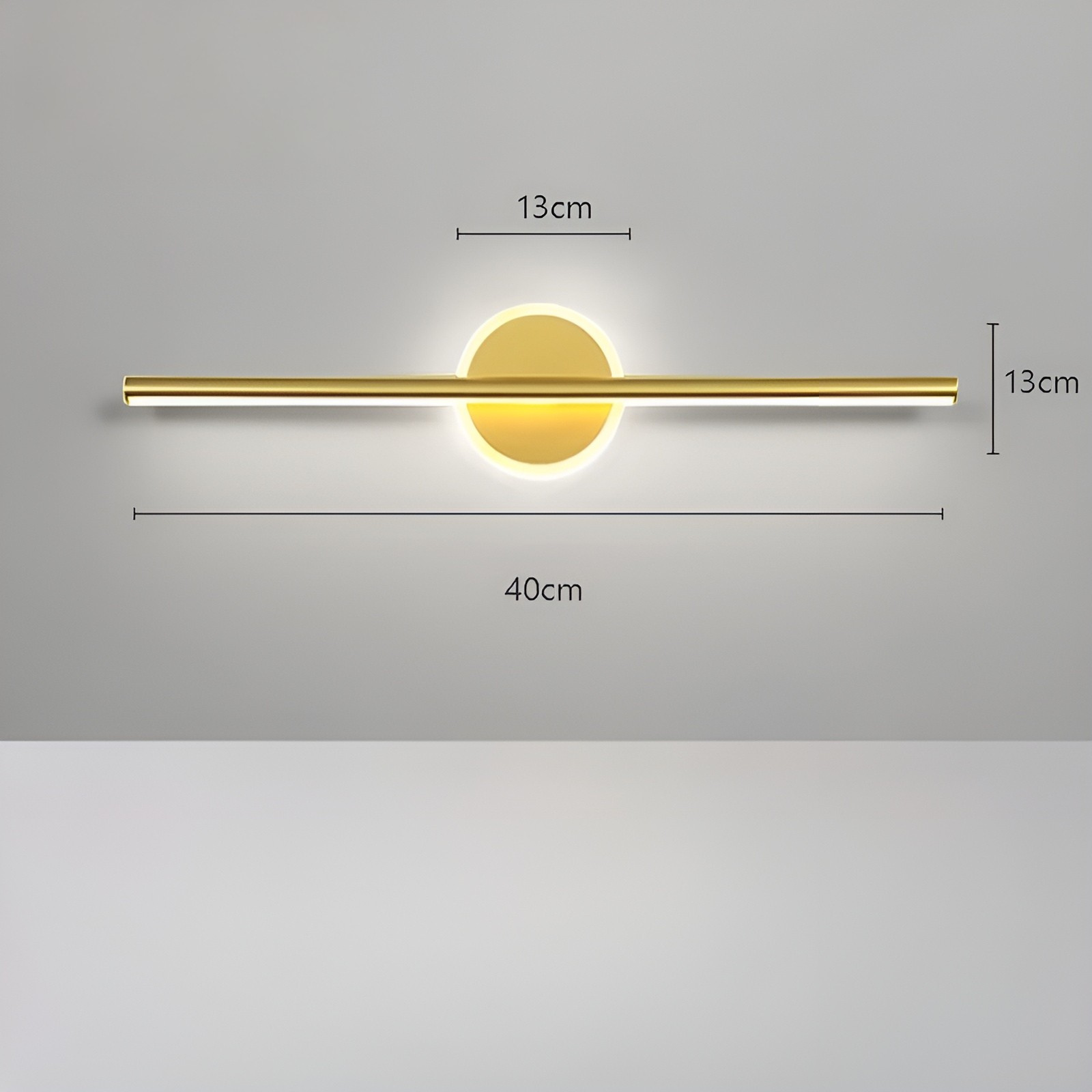 Led Vegglampe Med Speilfront – Minimalistisk Og Dekorativ | Perfekt For Soverom Gang Og Stue - Gull 40cm / Warmweiß