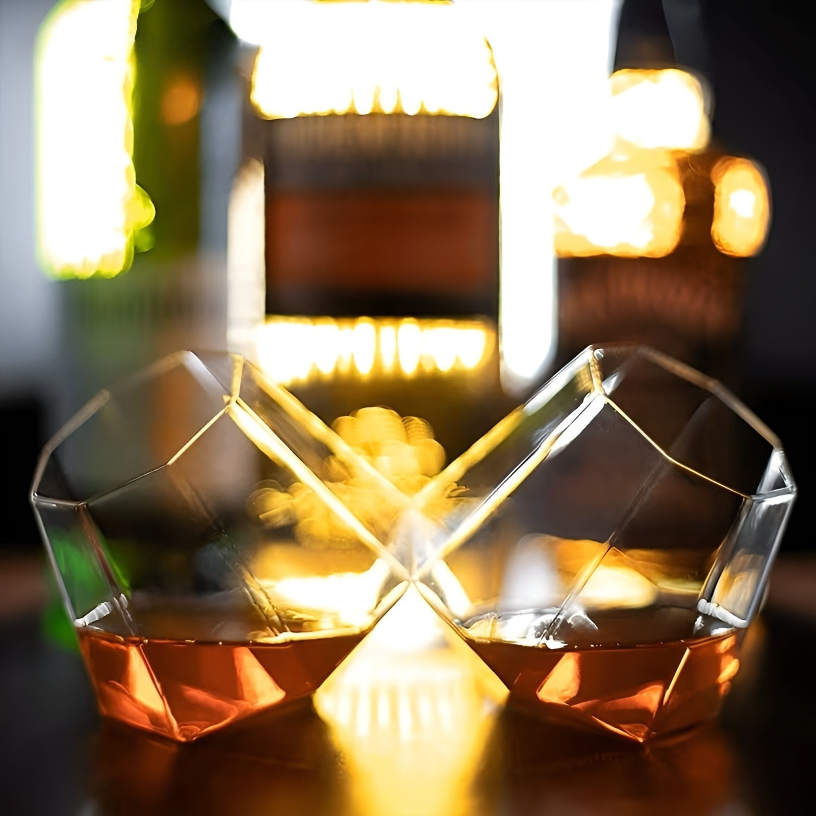Whiskyglass-sett (4–6 stk.) – Elegant Diamantdesign uten Stilk | Perfekt for Whisky, Vin og Cocktails