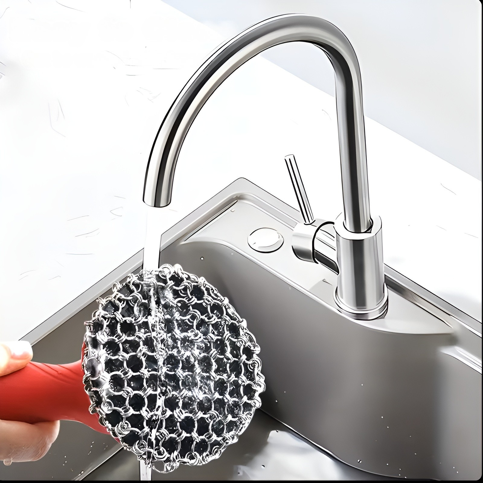 Kjettingbørste I Rustfritt Stål – Fjerner Fastbrent Smuss Enkelt | Perfekt For Støpejernspanner Og Dutch Oven