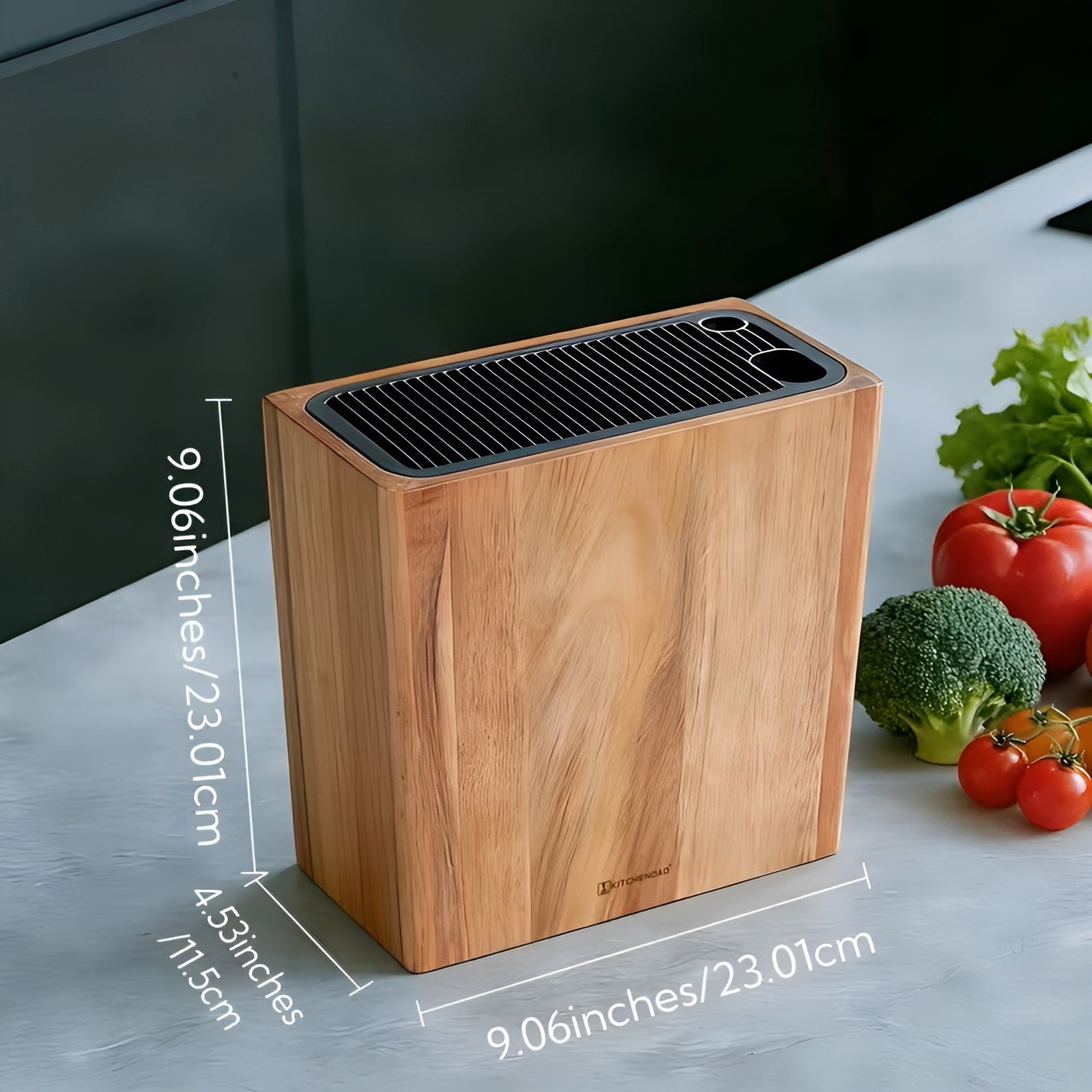 Knivblokk Med Knivspor – Solid Knivoppbevaring I Tre, Knivholder Til Benkeplaten Med Bladbeskyttelse