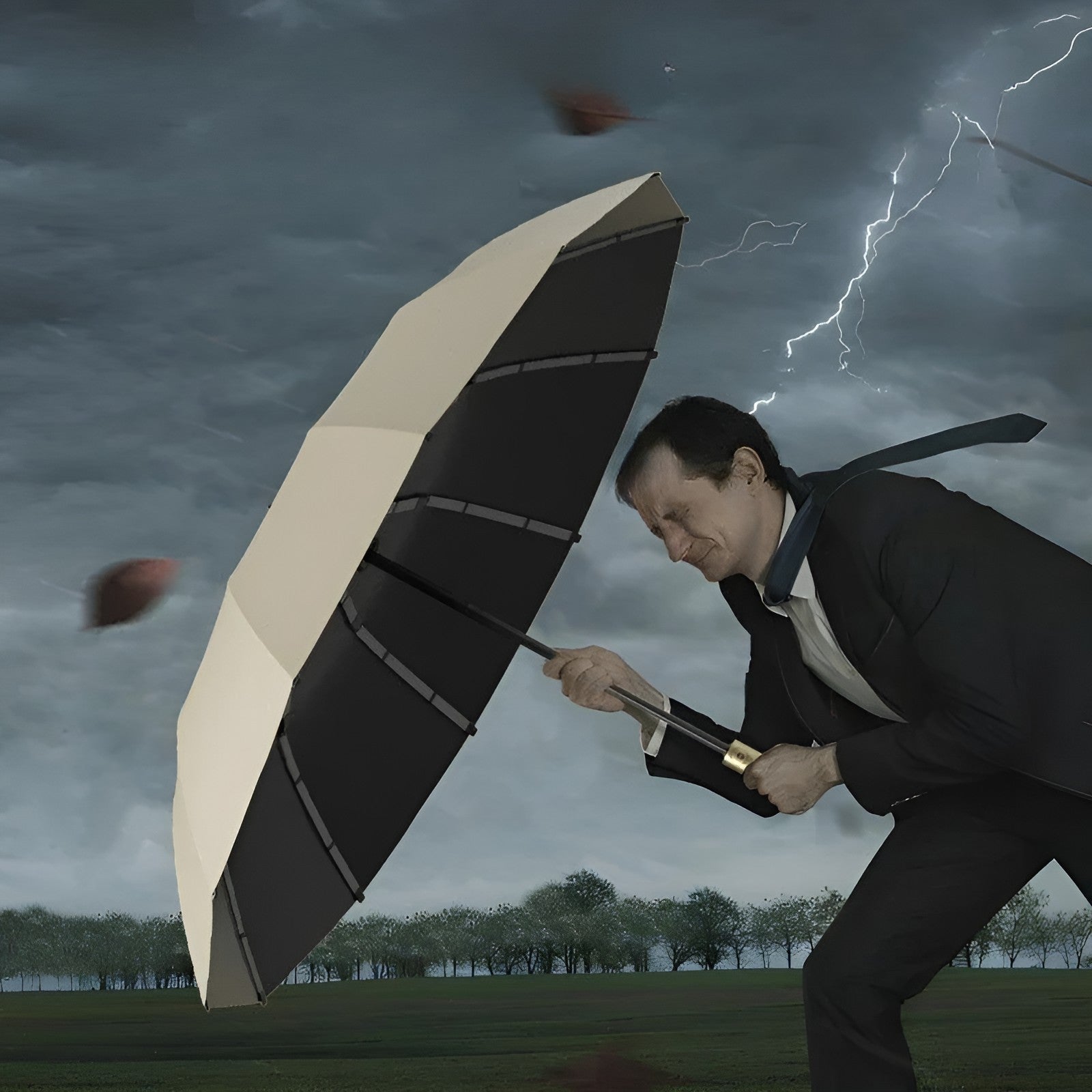 Automatisk Sammenleggbar Paraply – Storm- og Vindbestandig | UPF 50+ Solbeskyttelse