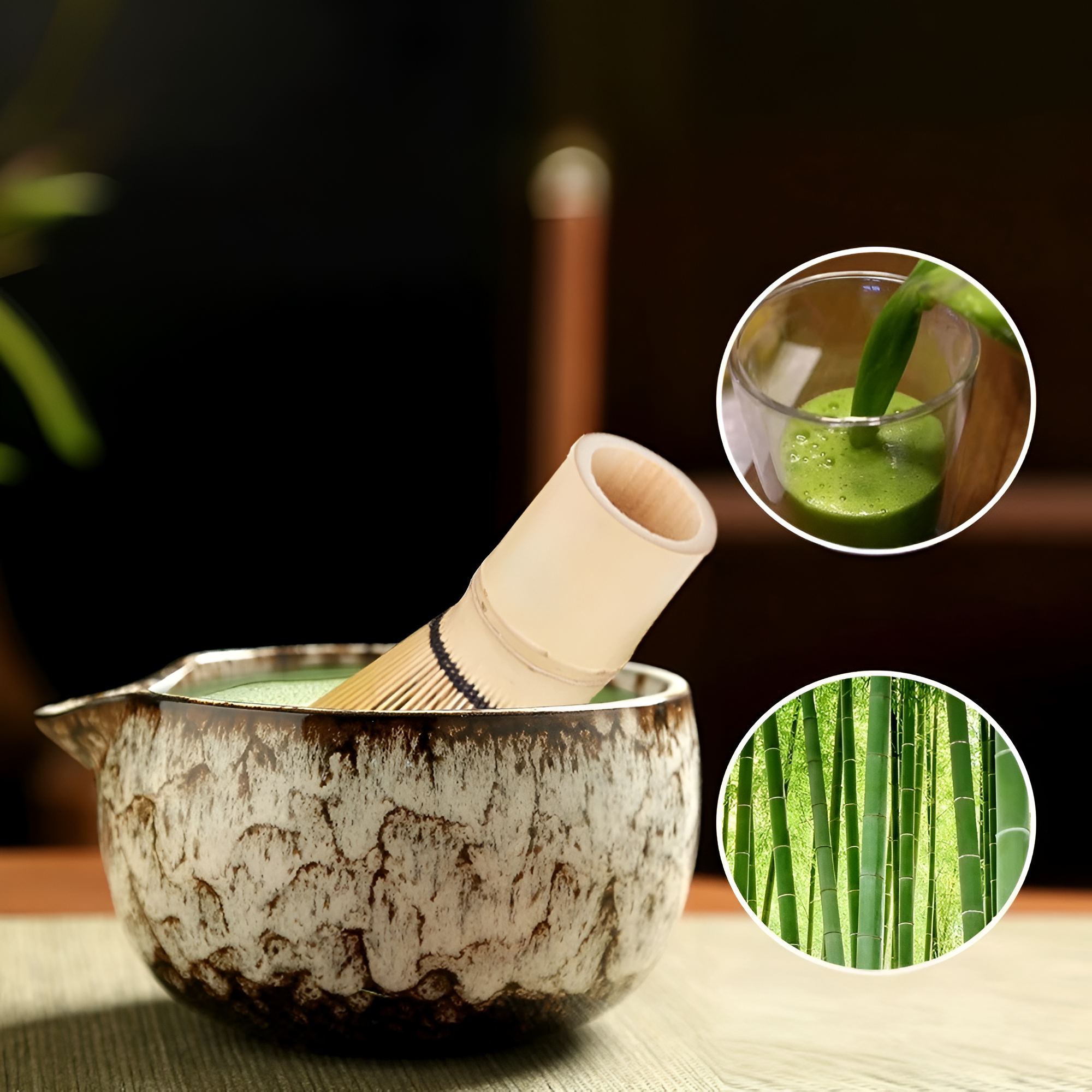 Matcha Keramikksett – Tradisjonell og Dekorativ | 6 deler for Te-Seremoni