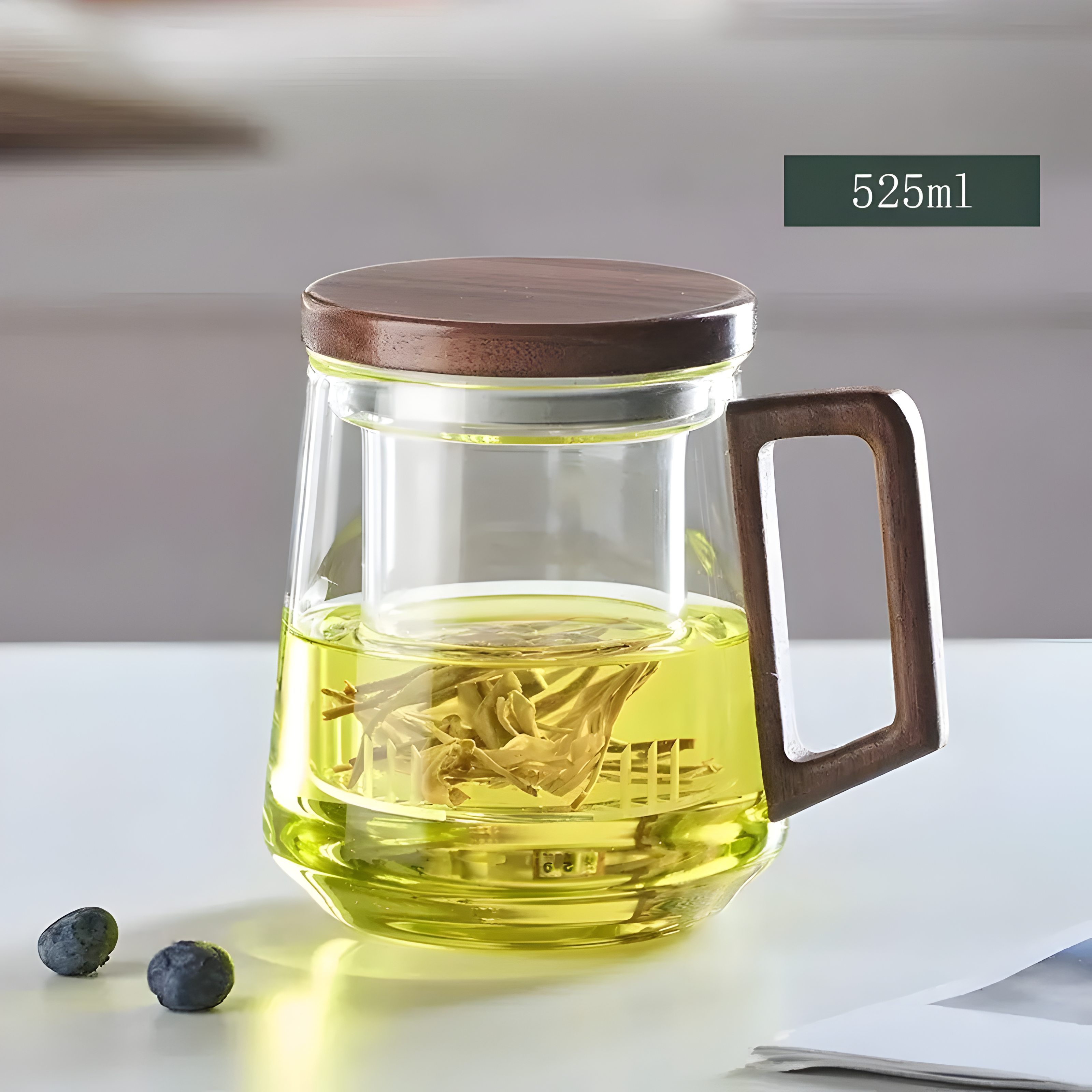Hitzebeständige Glasteetasse- Premium Tepotte for Hjem og Kontor med Filter og Lokk