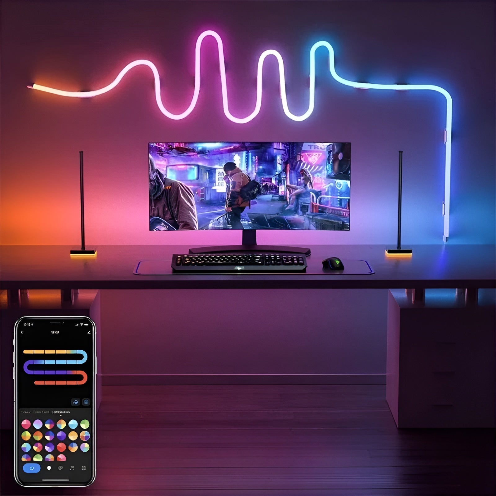 Neon LED Lyslist – Fleksibel og Dekorativ | Perfekt for Stue og Soverom