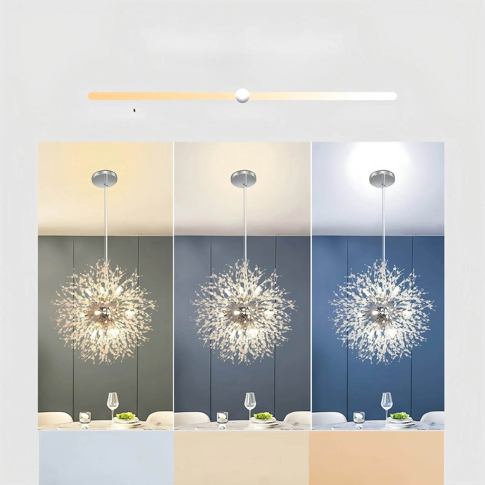 LED Lysekrone med Krystallkuler – Funklende og Dekorativ | Perfekt for Stue og Spisestue - Lysekroner
