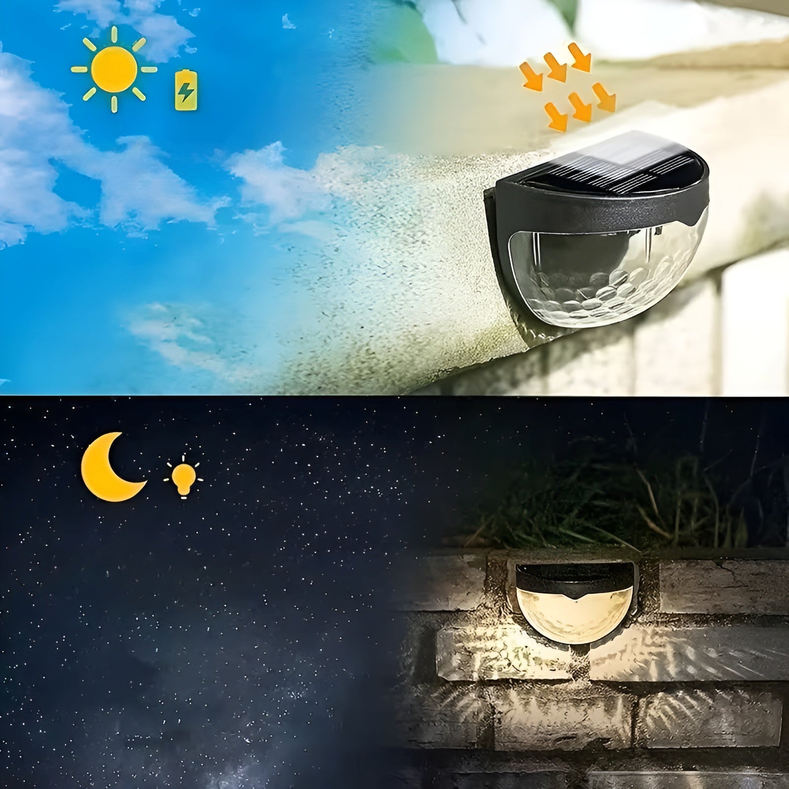 Solcelle Gjerdebelysning med 6 LED – Dekorativt Lys for Uteområdet | Værbestandig for Hage Trapp og Terrasse