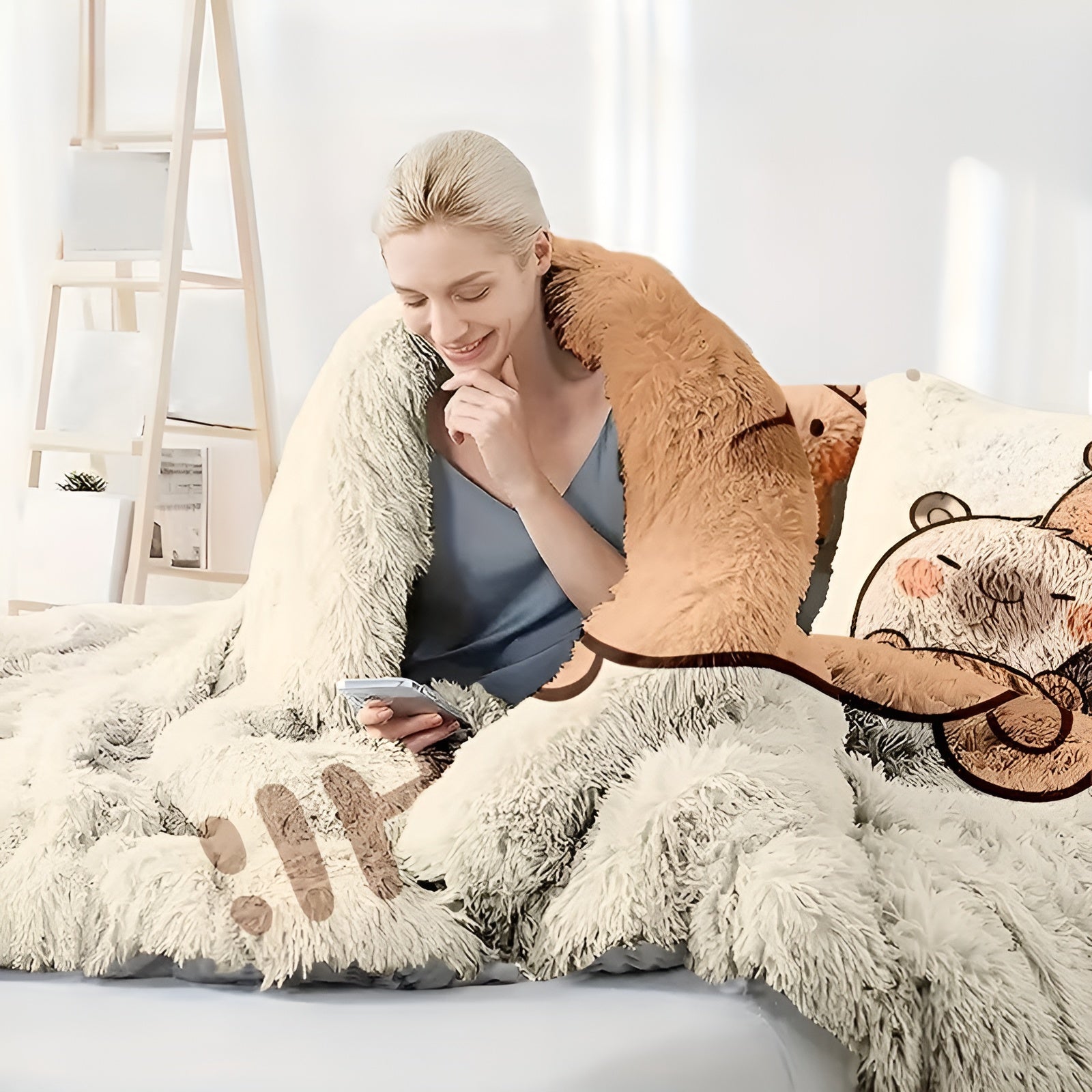 Plysj Sengetøysett med Capybara-Motiv – Ekstra Mykt og Varmt | Perfekt for Høst og Vinter (2- Eller 3-Delt Sett)