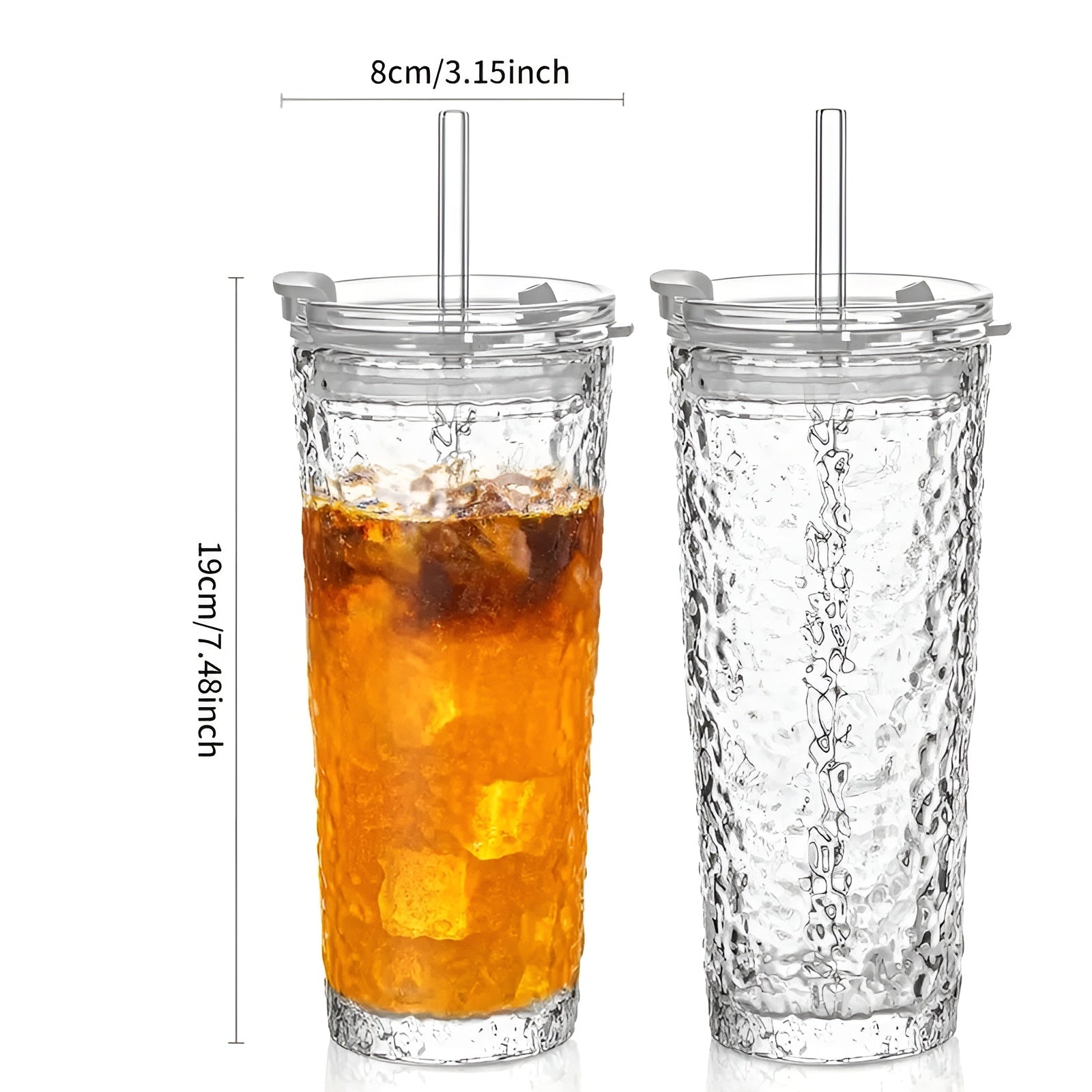 Glass med Lokk og Sugerør – Gjenbrukbare og Sklisikre | Perfekt for Kaffe, Te og Kald Drikke