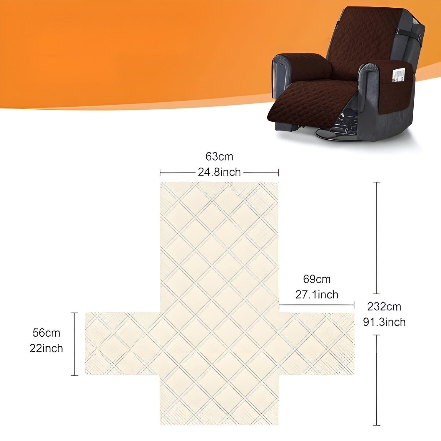 Vannsikker Lenestolbeskytter – Quiltet Rutedesign | Beskytter mot Flekker og Slitasje