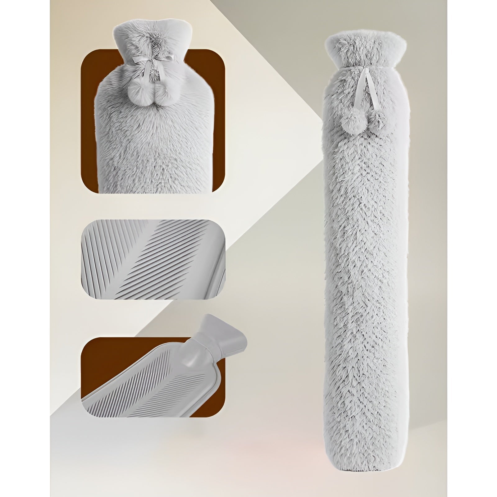 Ekstra Lang Varmtvannsflaske 2 Liter – Ekstra Varm og Koselig | Med Supermykt Fleeceovertrekk