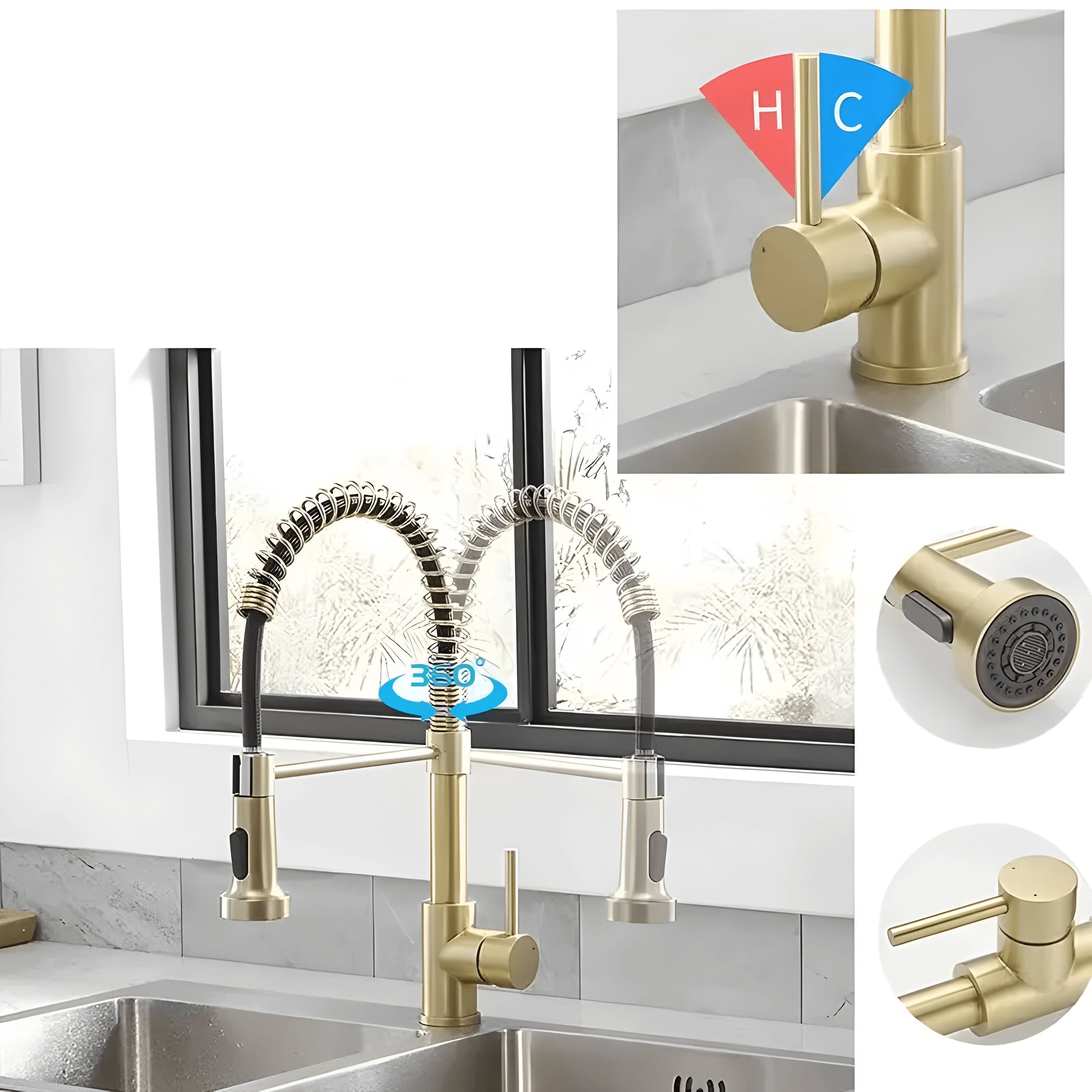 Rimelda – Kjøkkenkran med Utrekkbar Sprøyte (Børstet Stål)