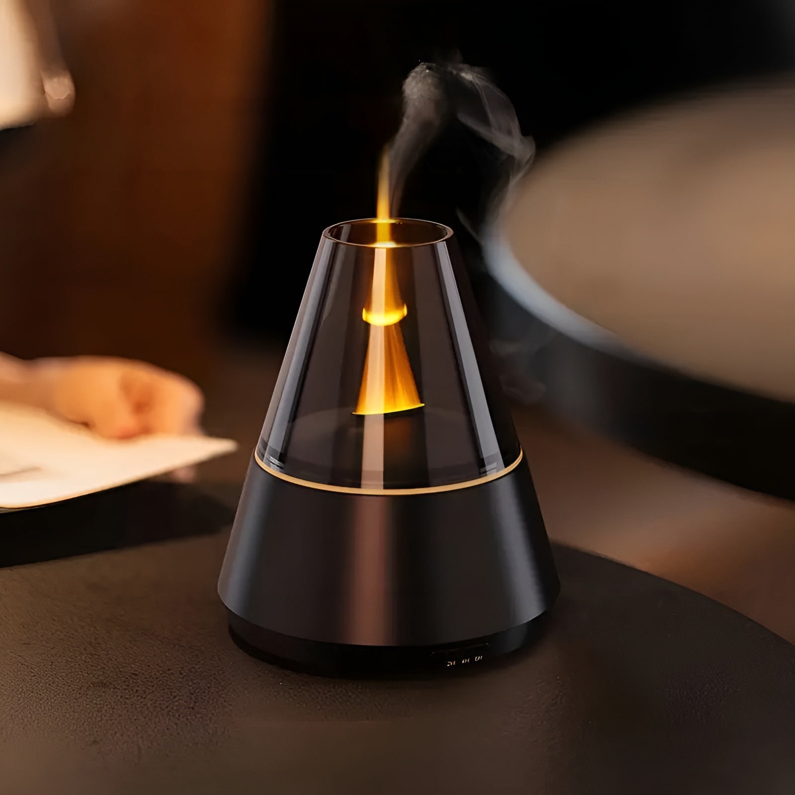 Aromadiffuser med Flammeeffekt – Naturlig Duft og Avslappende Atmosfære | USB, Timer og Automatisk Avstenging