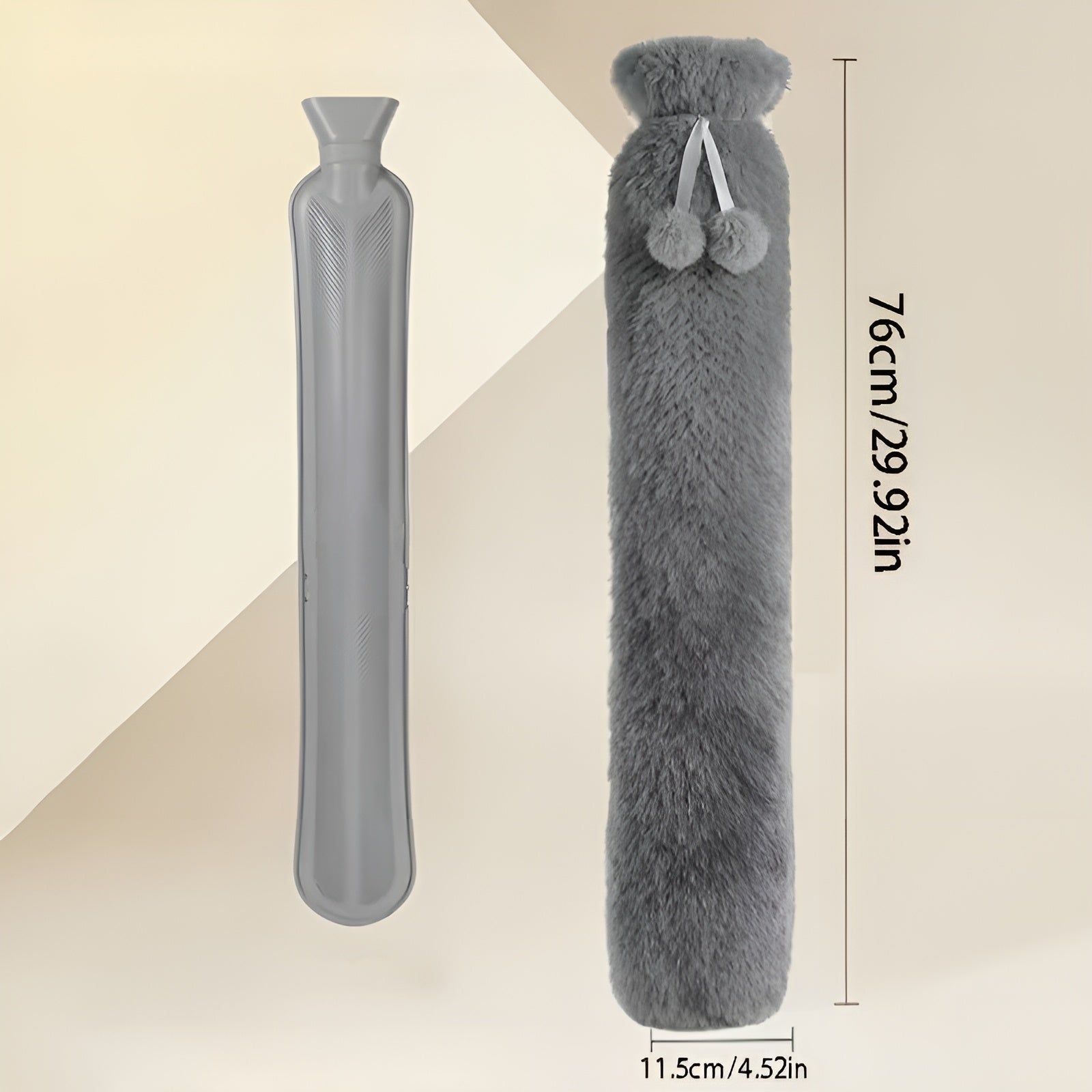 Ekstra Lang Varmtvannsflaske 2 Liter – Ekstra Varm og Koselig | Med Supermykt Fleeceovertrekk