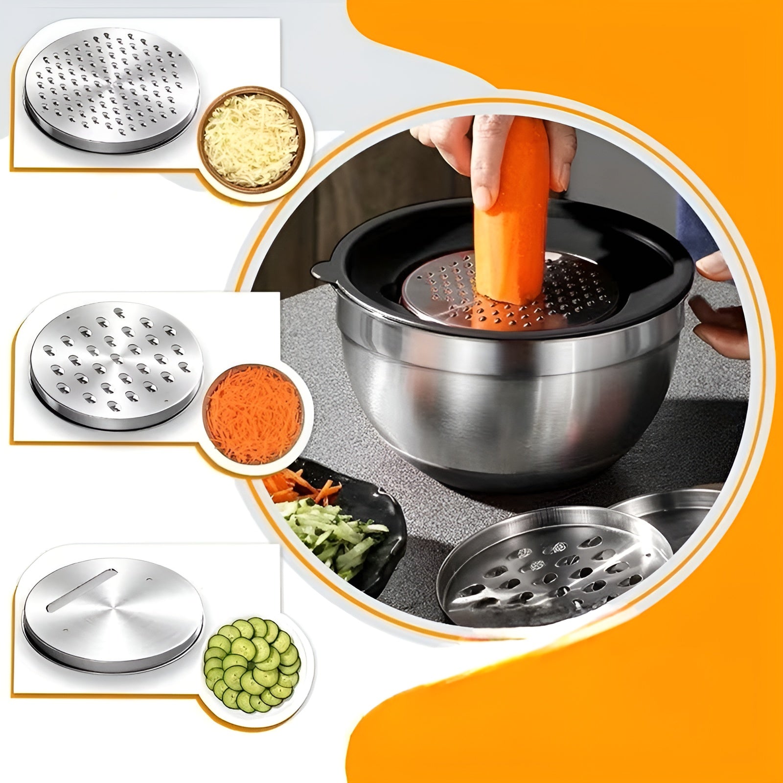 Rørskålsett i Rustfritt Stål (17 deler) – Med Lokk og Rivjern | Praktisk til Matlaging og Baking