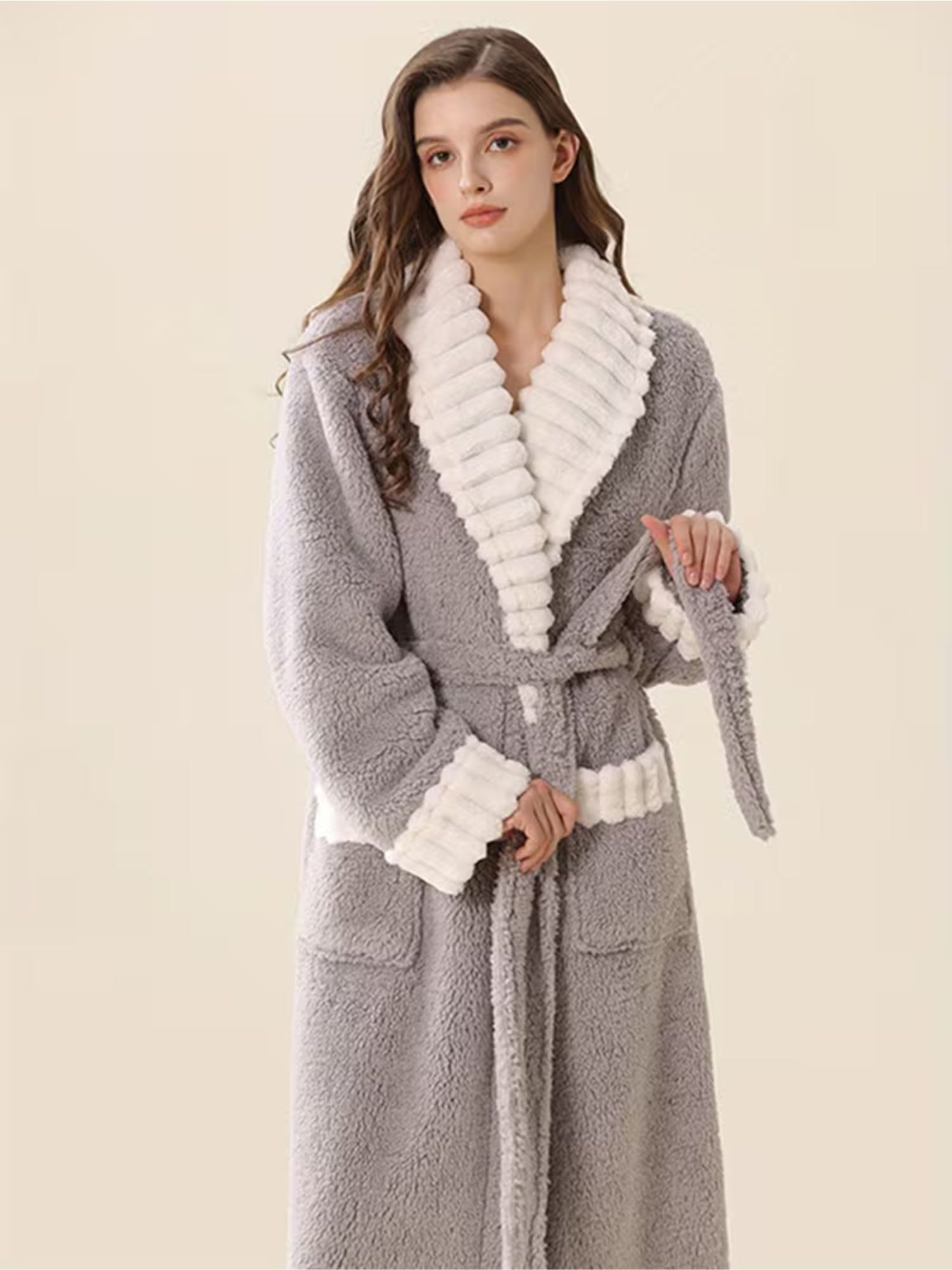 Myk Damebadekåpe for Vinter – Ekstra Lang og Varm | Flanell med Lommer