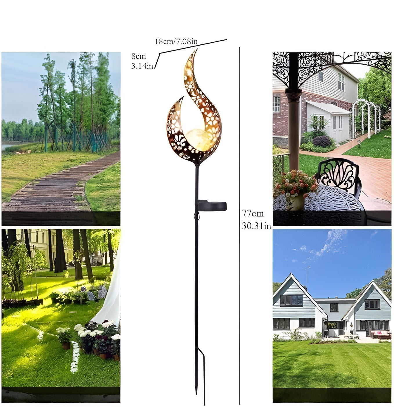 Solcellelampe i Metall – Gir Varmt og Koselig Lys | Perfekt for Terrasse og Hage - Belysning for gangstier
