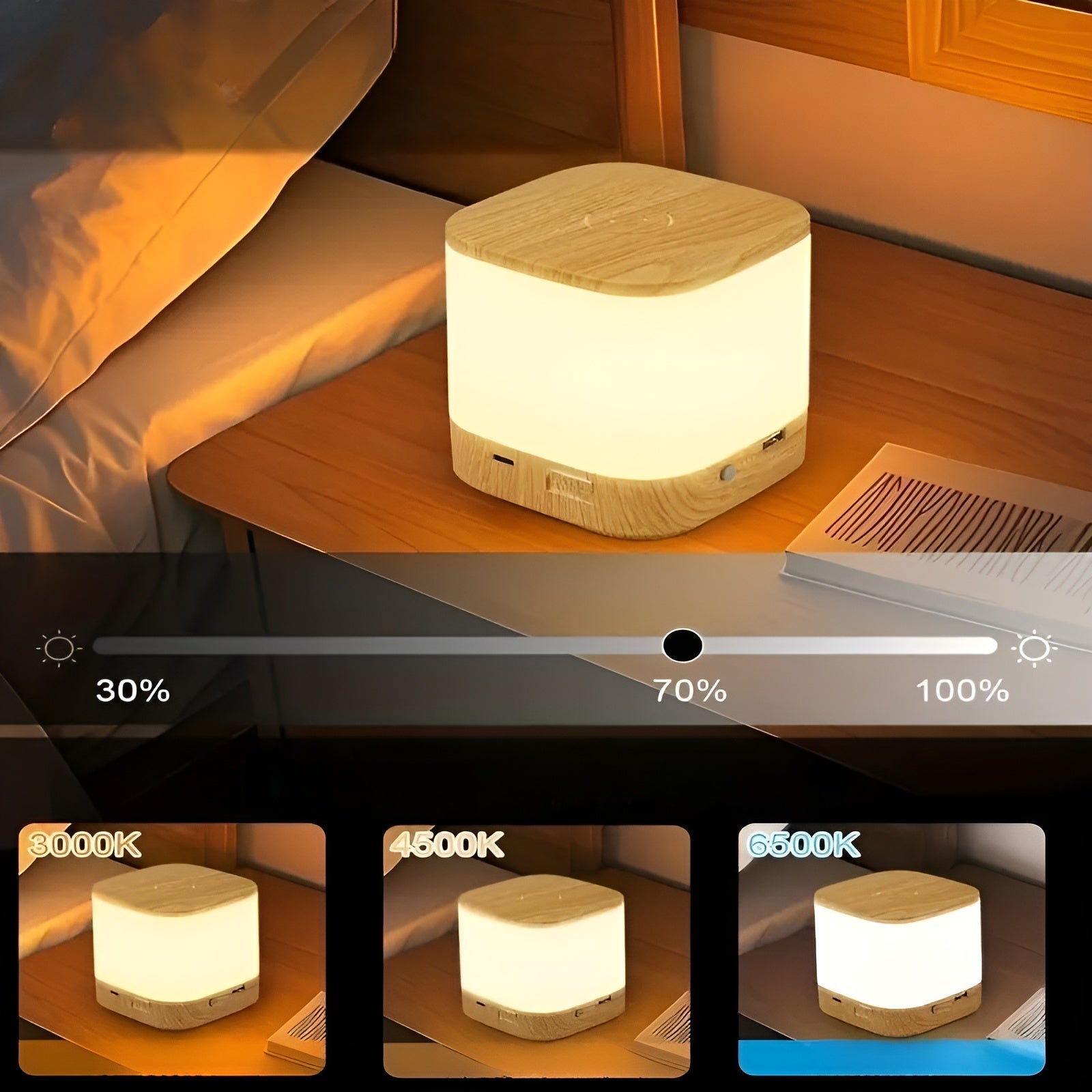 Led-bordlampe Med Berøringsdimmer – Justerbar Lysstyrke Og Fargetemperatur | Usb-lading, Timer, Ideell For Soverommet