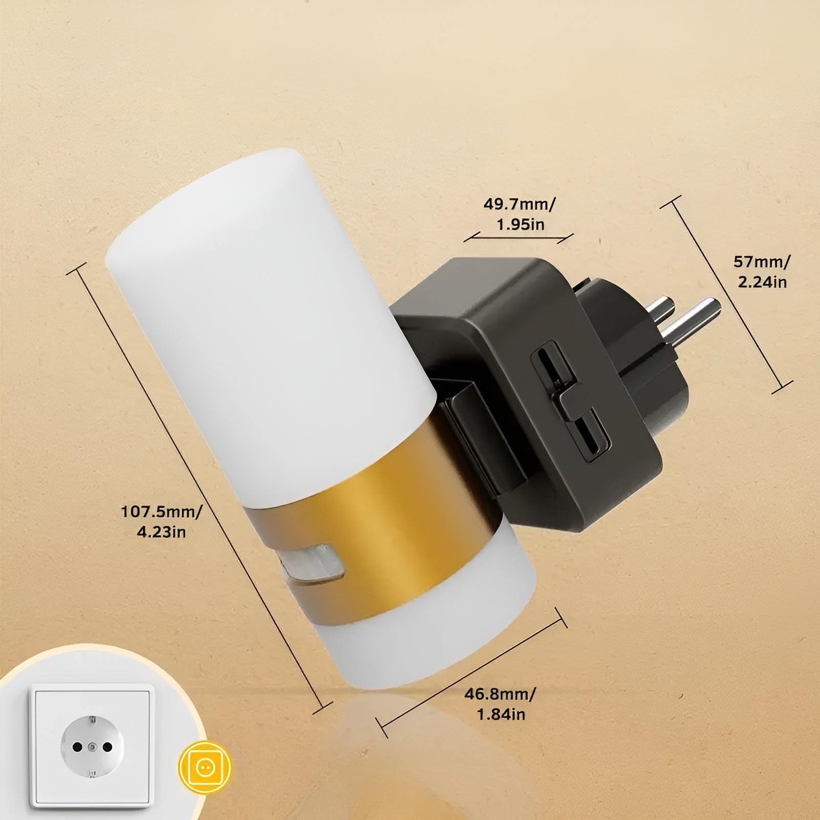 2-pakning LED Nattlamper – Med Bevegelsessensor | Moderne Veggbelysning i Svart og Kobber