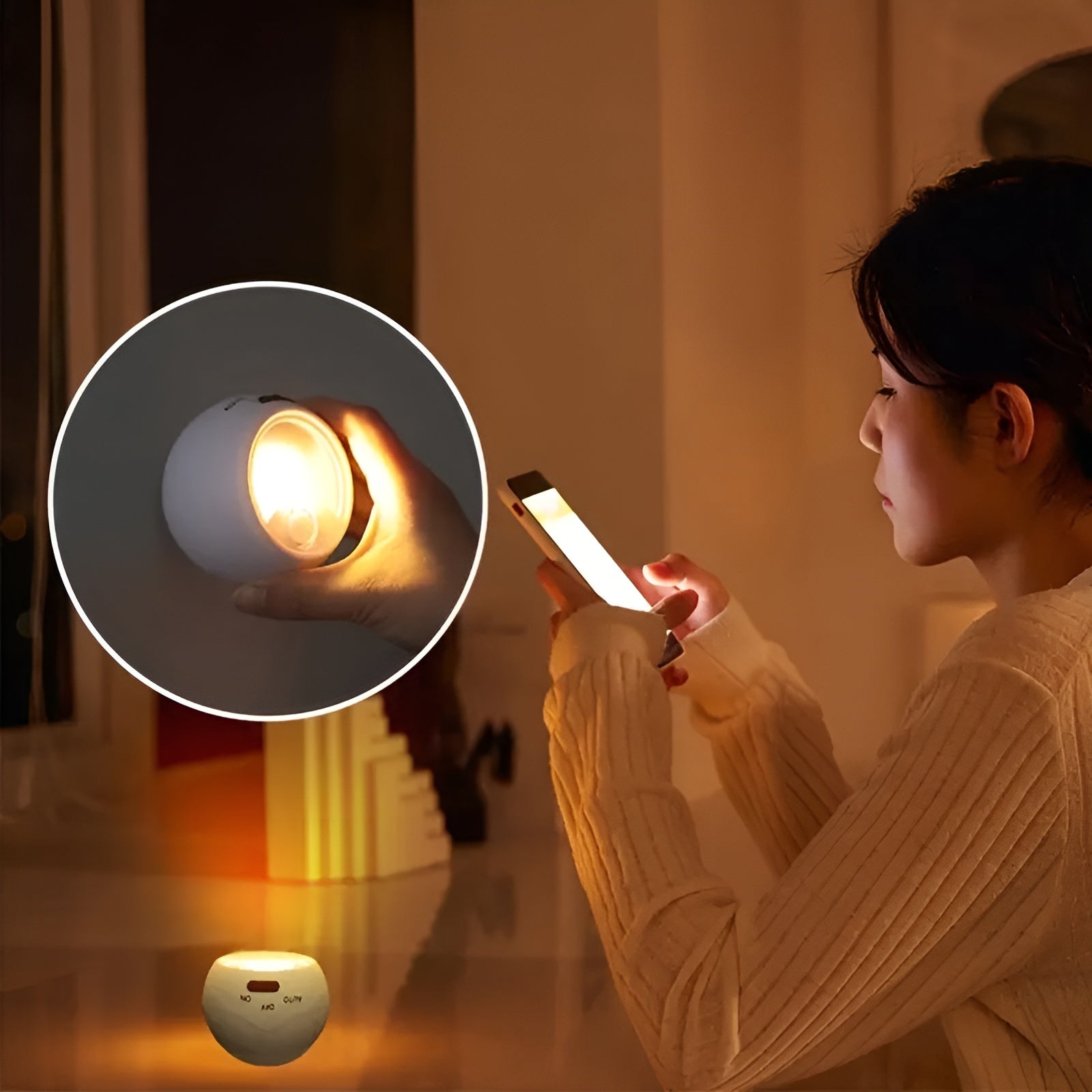 LED Nachtlicht mit Bewegungssensor – 360° Drehbarer Kopf | Magnetische Befestigung