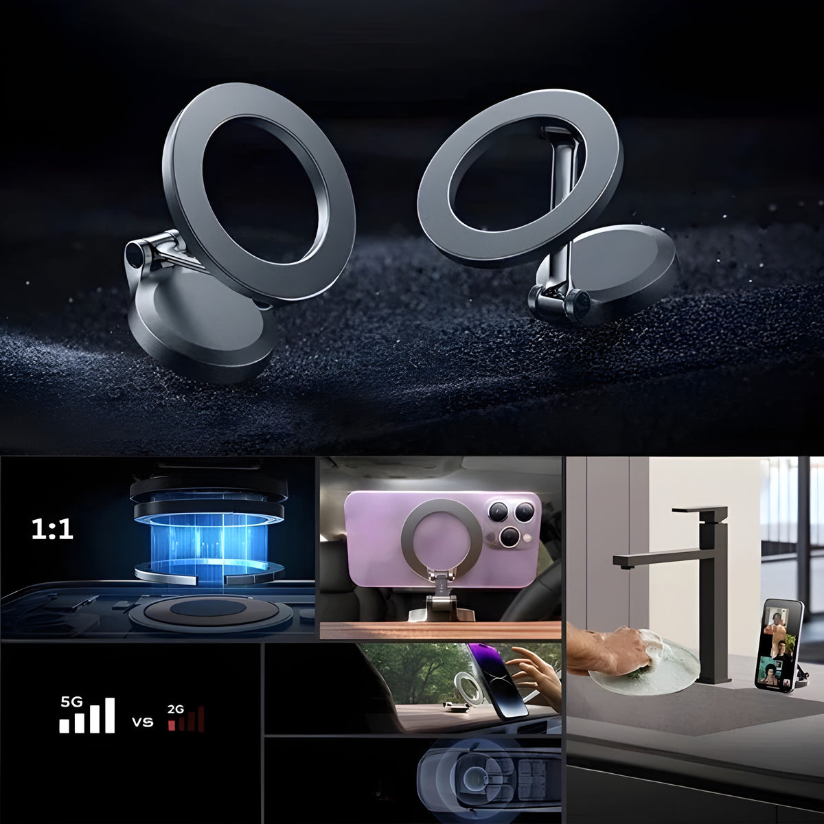 360° Roterende Magnetisk Telefonholder – Bilfeste | Justerbar Visningsvinkel