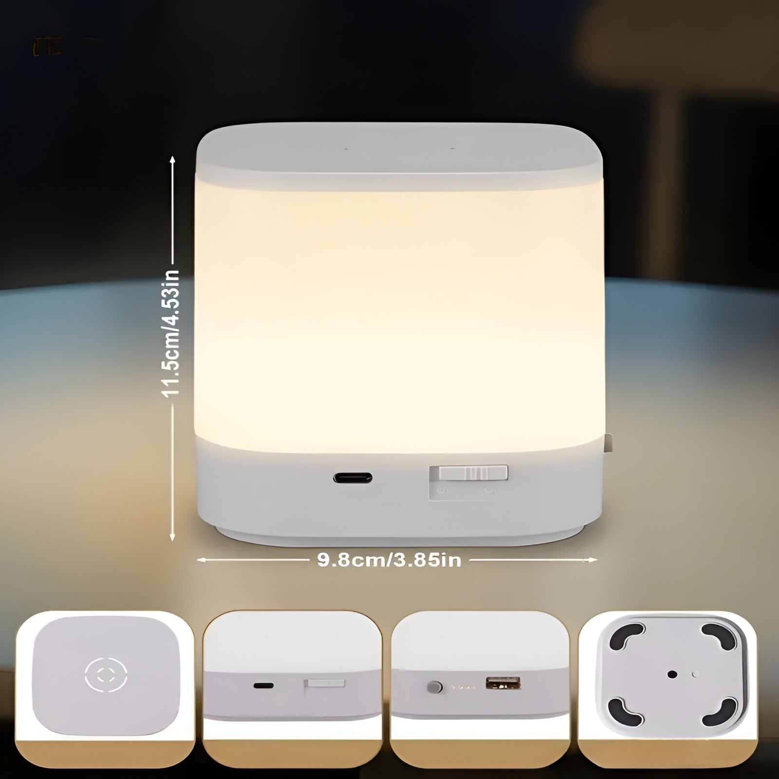 Led-bordlampe Med Berøringsdimmer – Justerbar Lysstyrke Og Fargetemperatur | Usb-lading, Timer, Ideell For Soverommet