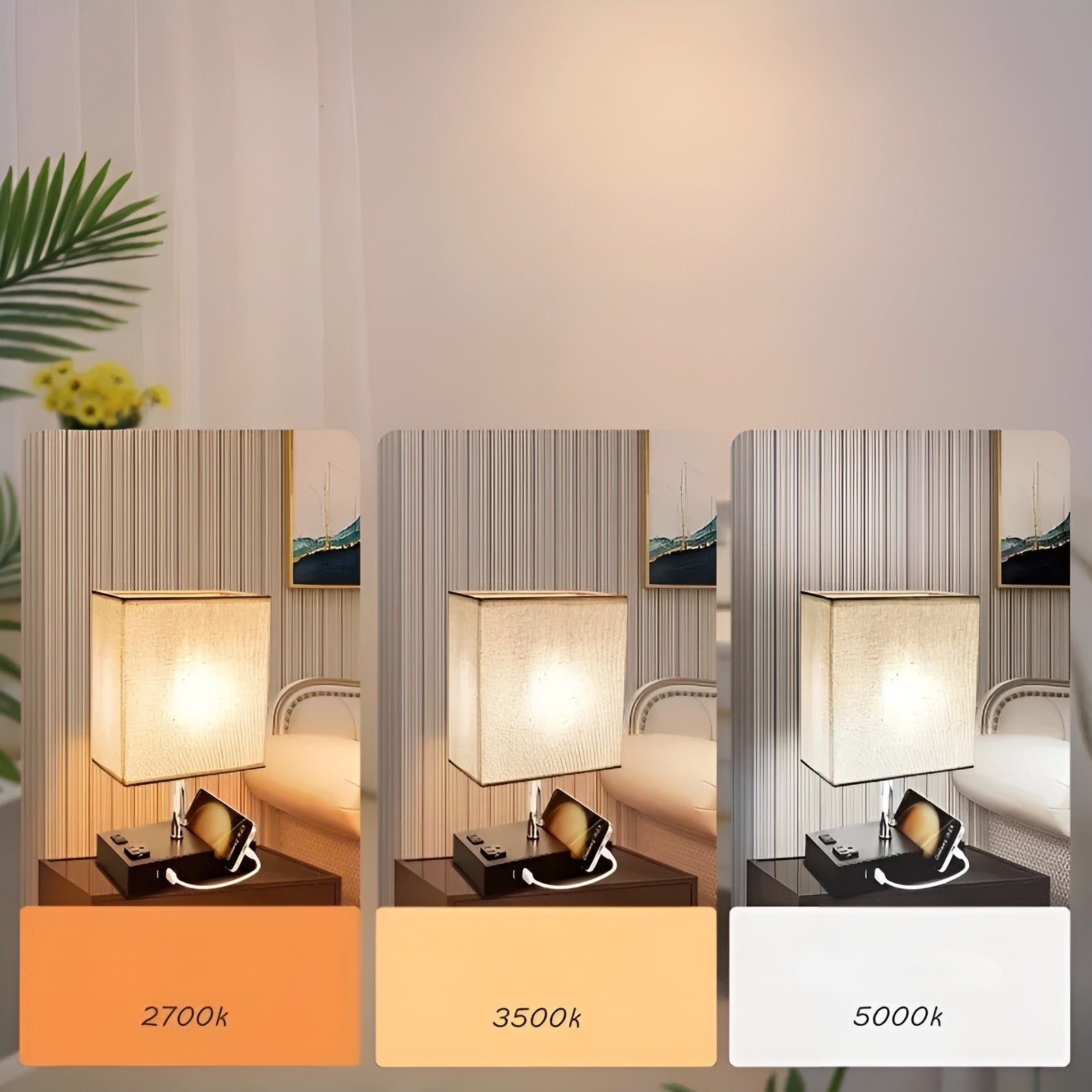 Dekorative Tischlampe mit Dimmer – Kabelloses Laden & Handyhalter | Perfekt für Schlafzimmer & Nachttisch