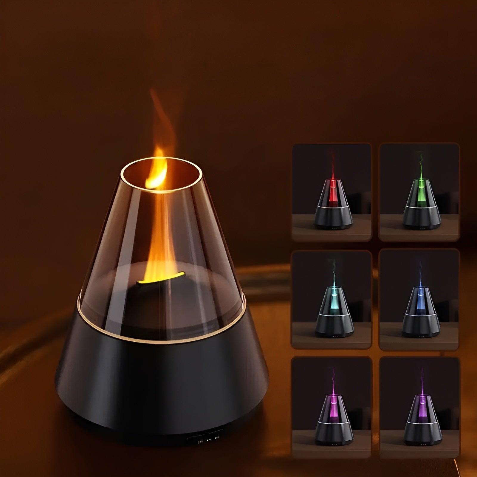 Aromadiffuser med Flammeeffekt – Naturlig Duft og Avslappende Atmosfære | USB, Timer og Automatisk Avstenging