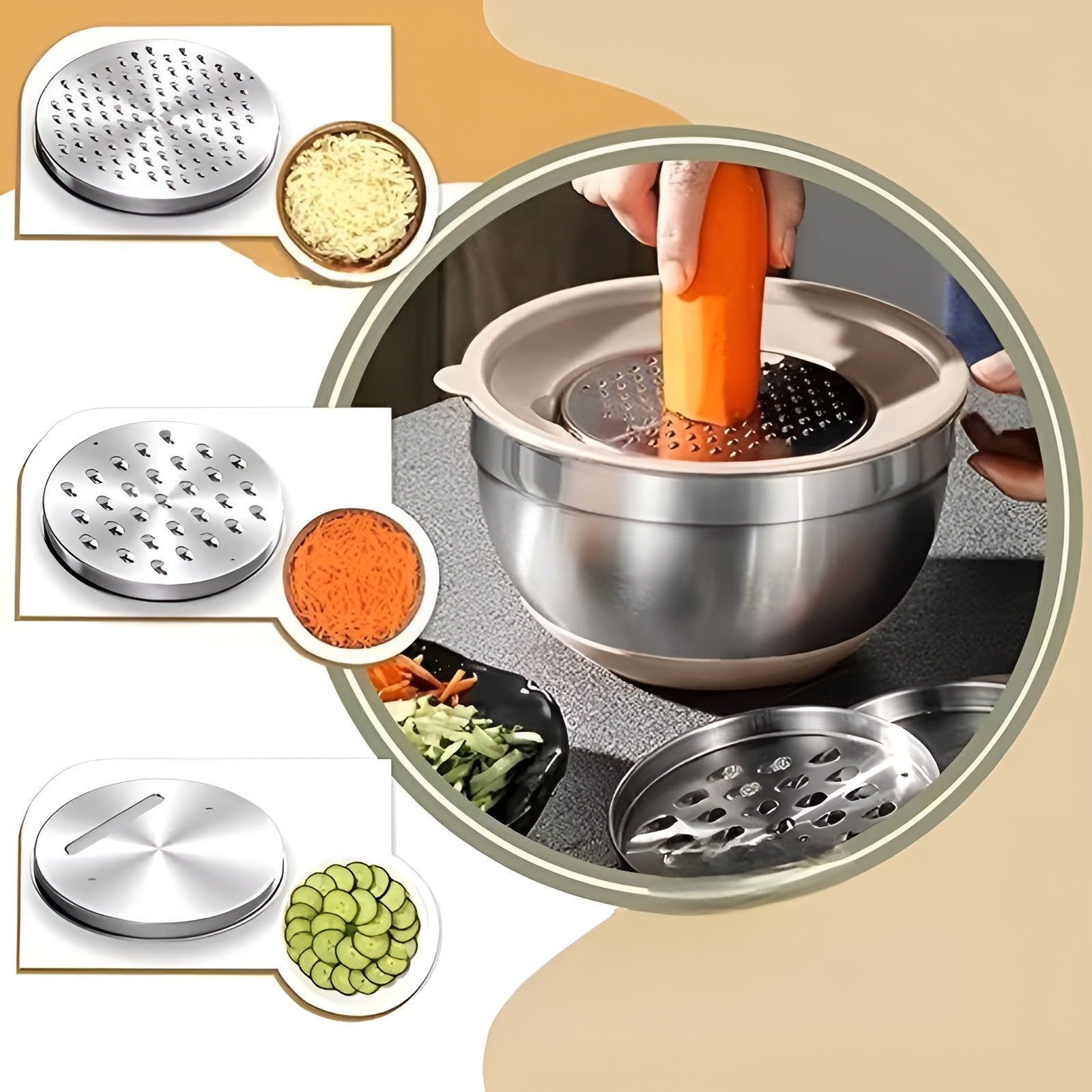 Rørbollesett i Rustfritt Stål (15 deler) – Sklisikker Silikonbunn | Perfekt til Baking og Matlaging