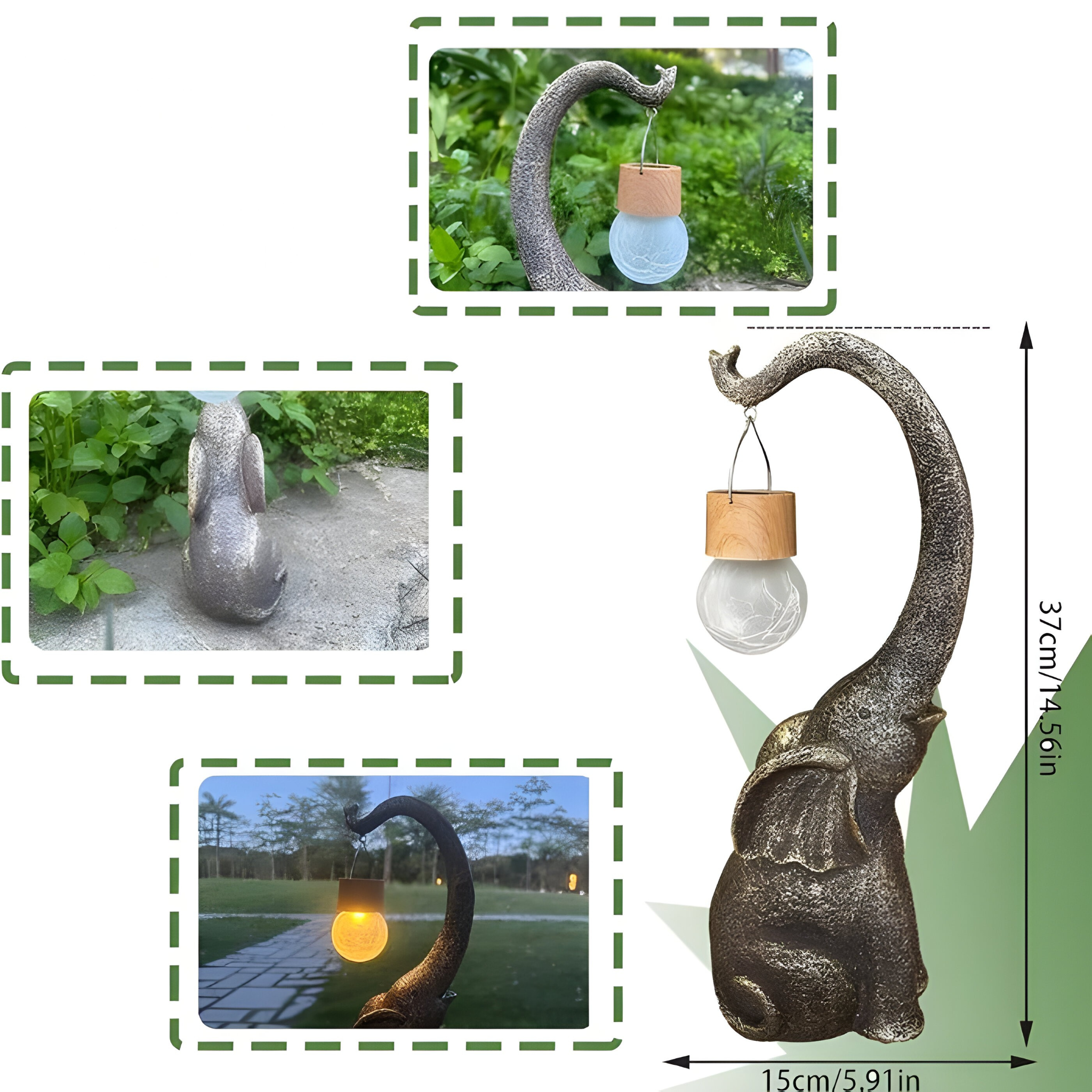 Klyssa - Solcelledrevet Bordlampe I Kobber Med Elefantdesign