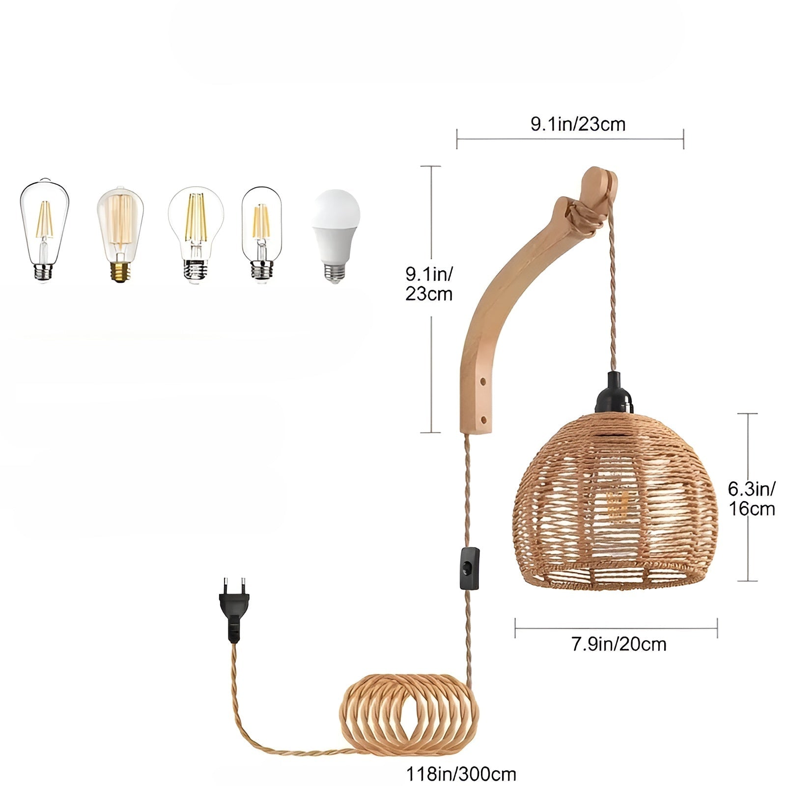 Vegglampe med Flettet Lampeskjerm – Naturlig og Koselig | Perfekt for Soverom og Gang