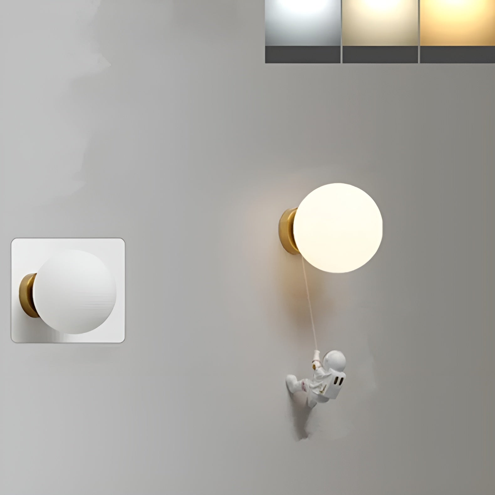 Astronaut Vegglampe – Dekorativ Lampe med Planet og Glasskule | Perfekt for Barnerom og Nattbord