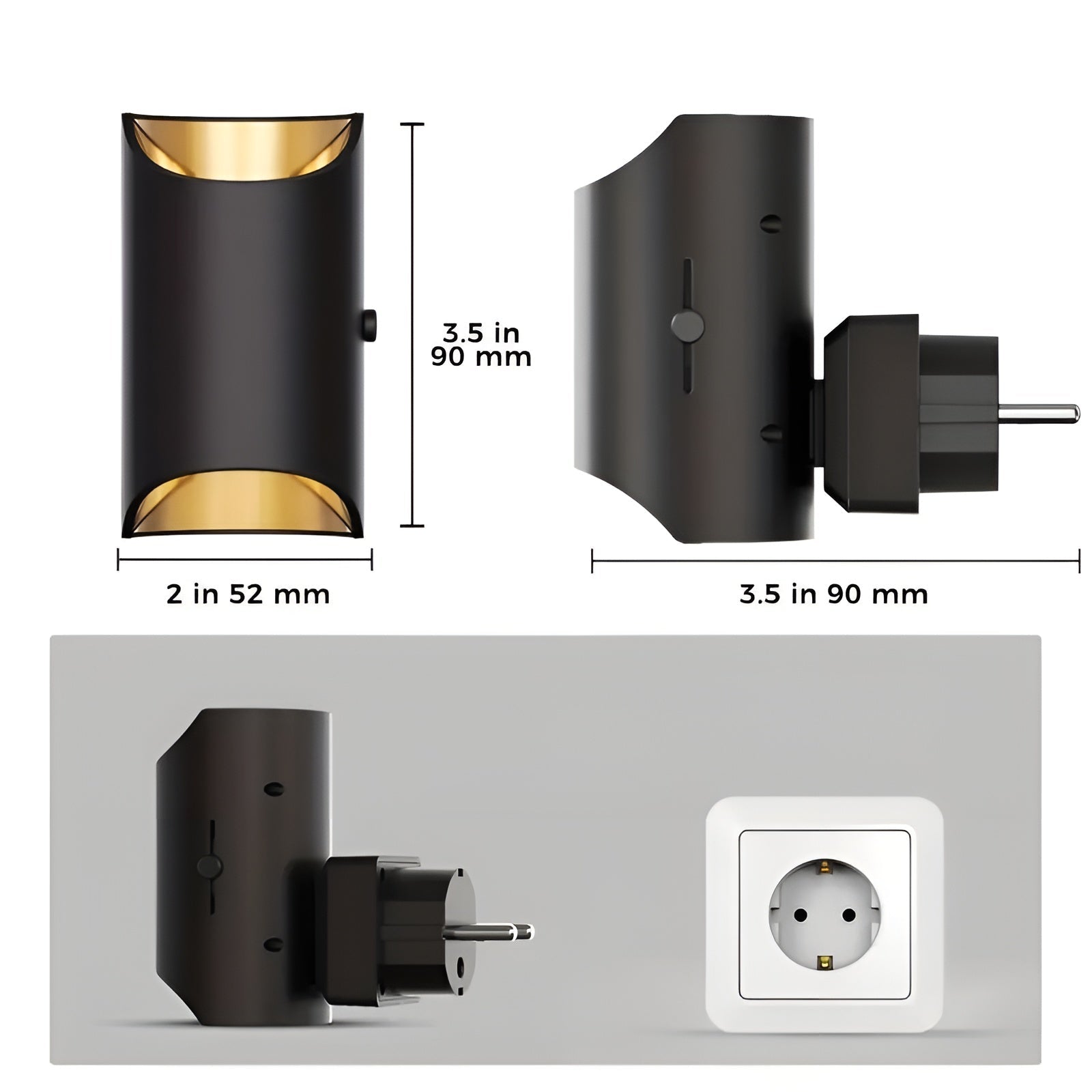 2-pk LED Vegglamper med Støpsel – Dimbare og Moderne | Perfekt for Soverom og Gang