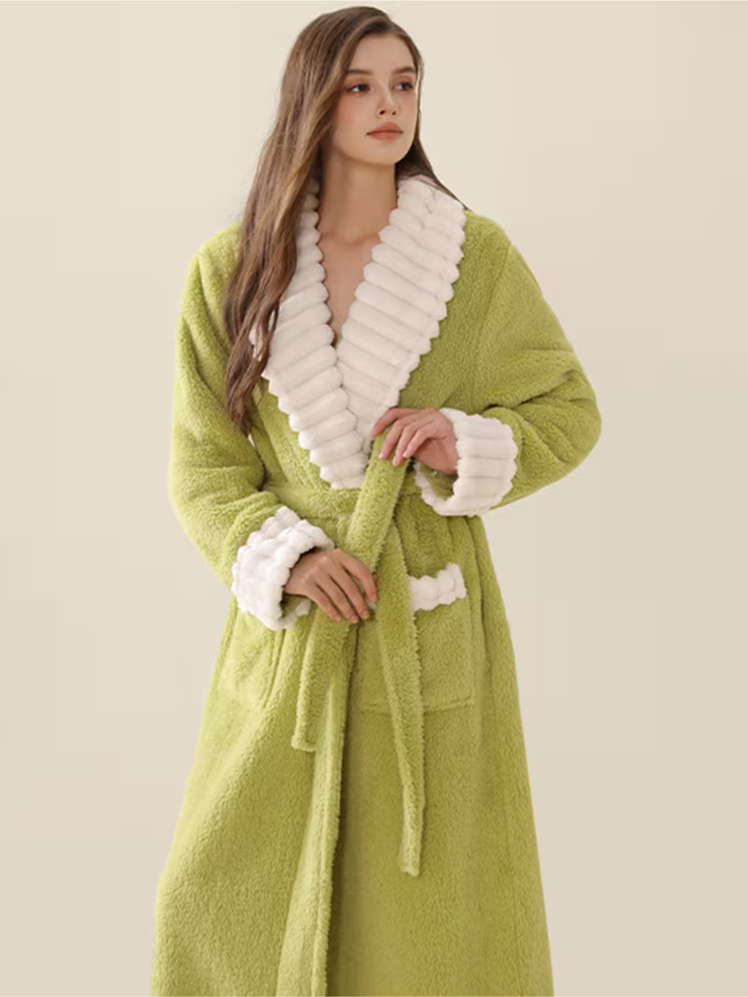 Myk Damebadekåpe for Vinter – Ekstra Lang og Varm | Flanell med Lommer