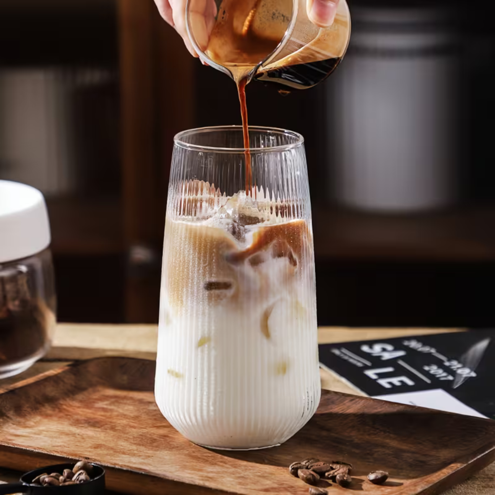 6-sett Stripete Vintage-glass – Varmebestandig Borosilikatglass | Dekorativt Og Egnet Til Daglig Bruk