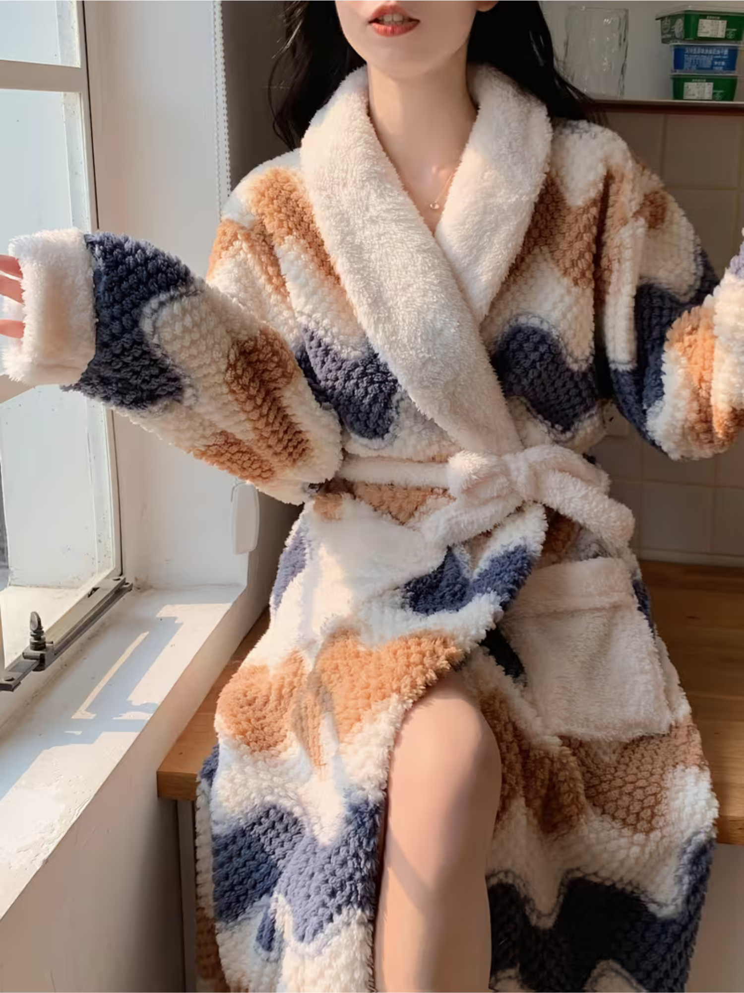 Dame Morgenkåpe i Plysj – Myk, Varm og Koselig | Perfekt for Vinteren