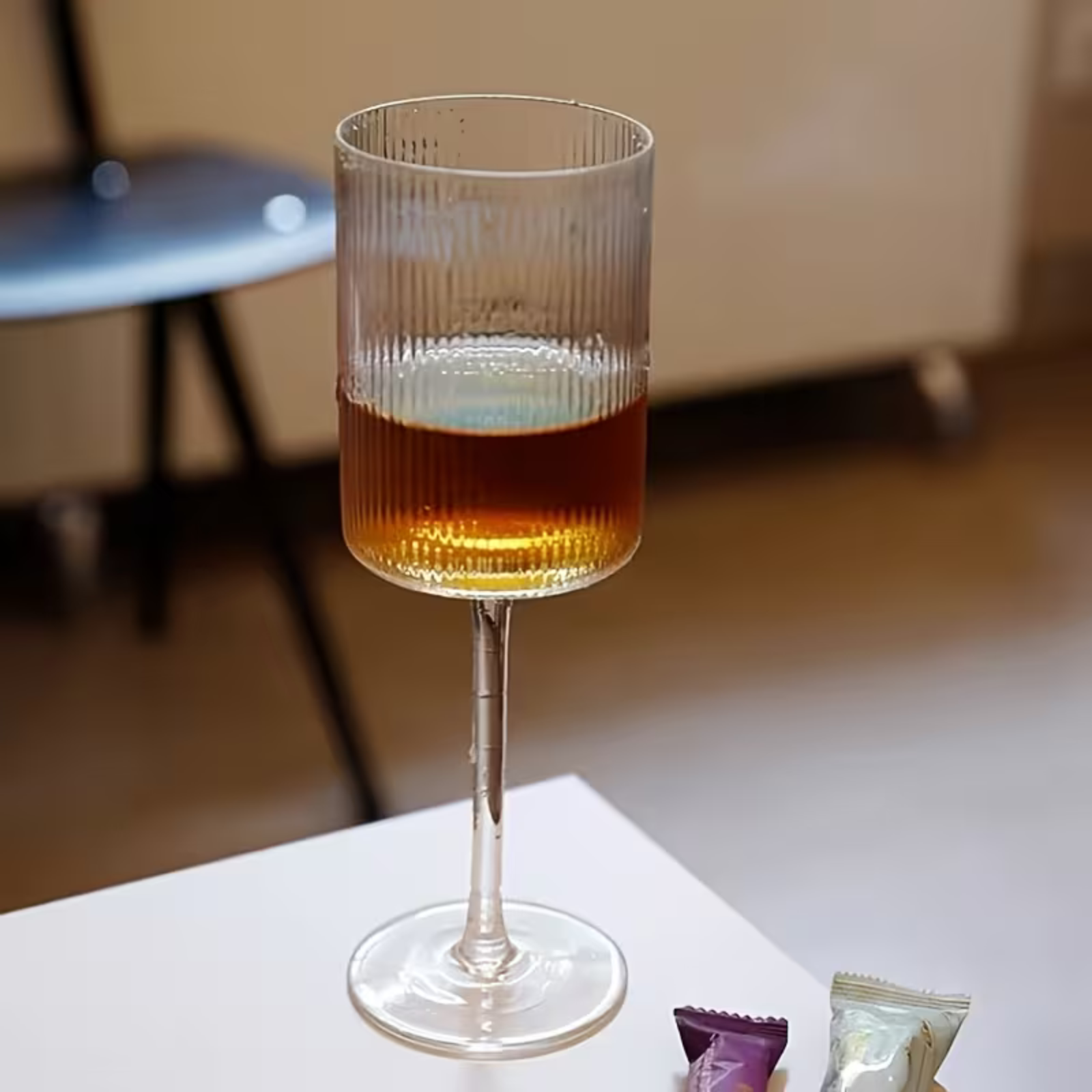 Krystallglass Med Vintage-Riller – Gjennomsiktig Og Dekorativt | Elegant Glass Til Hverdagsbruk Og Borddekking - 2 Stk